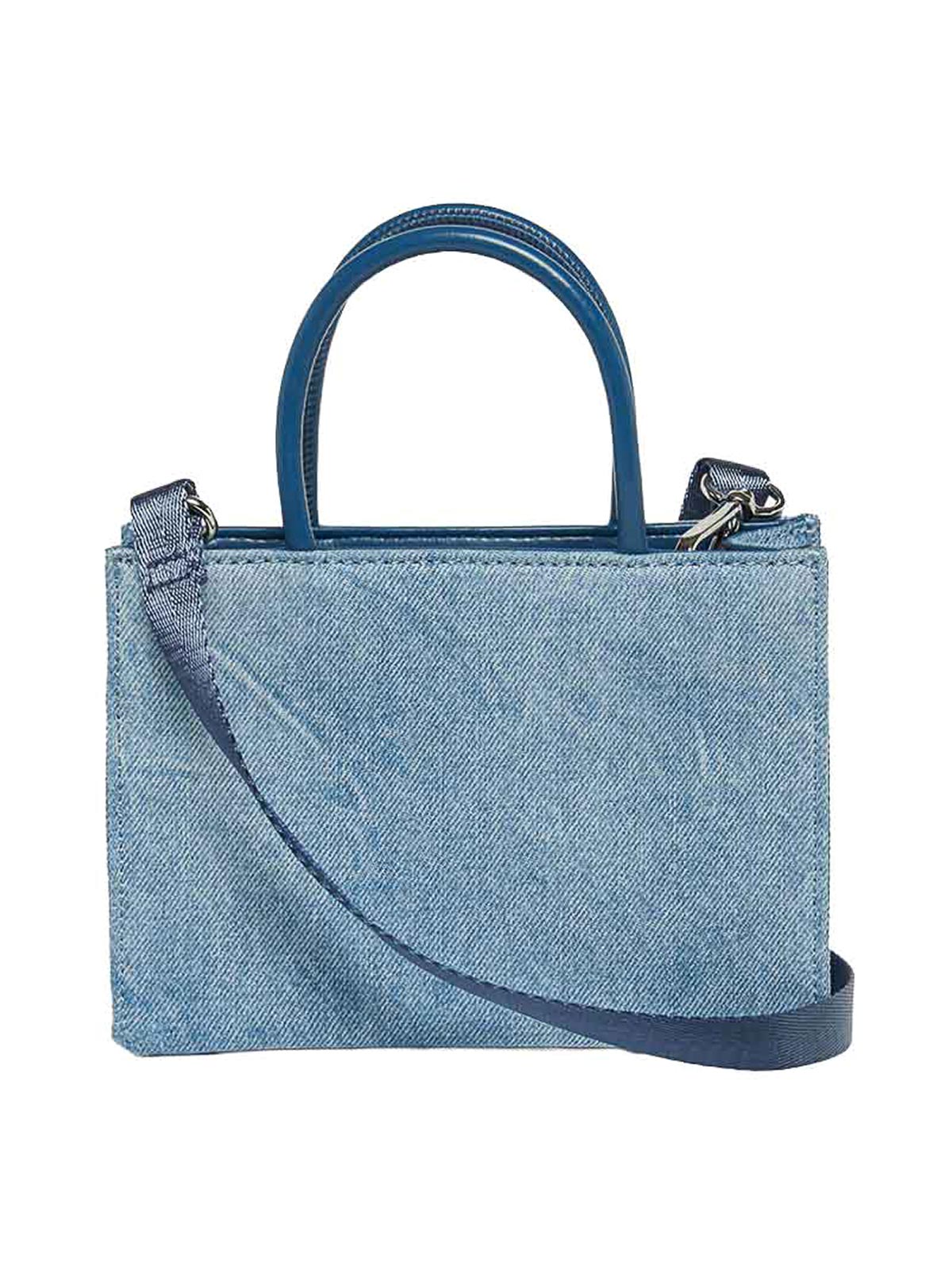 Minibag Dsl 3d in denim con logo in rilievo