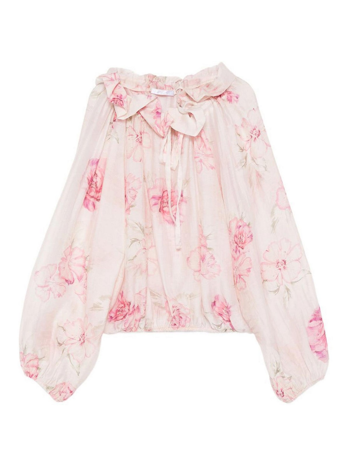Blusa A Fiori Con Ruches