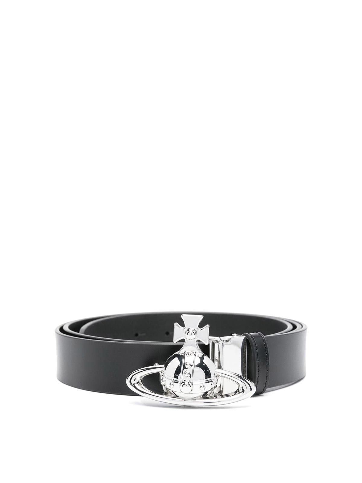 Vivienne Westwood Orb Buckle Belt Silver In Black