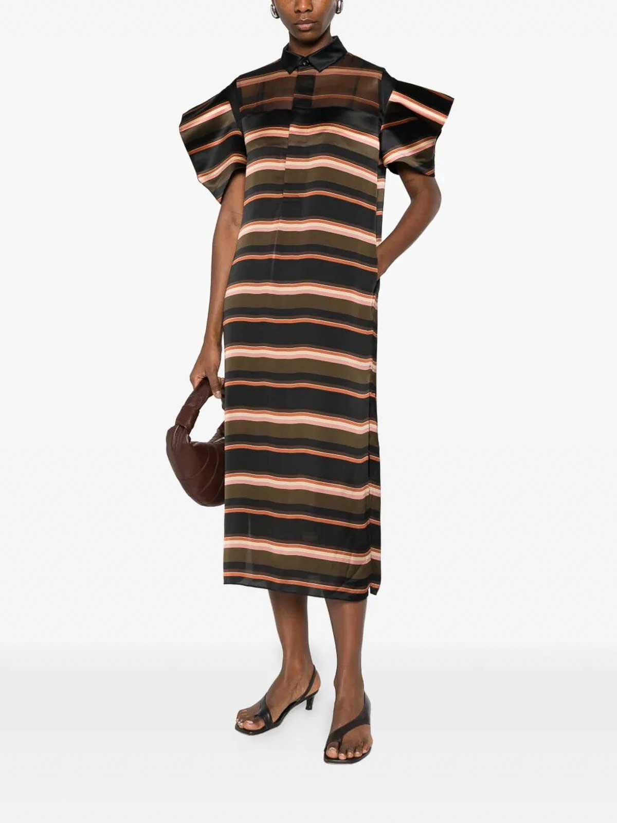 pink horizontal striped dress ASOS DESIGN halter maxi dress printed in pink stripe