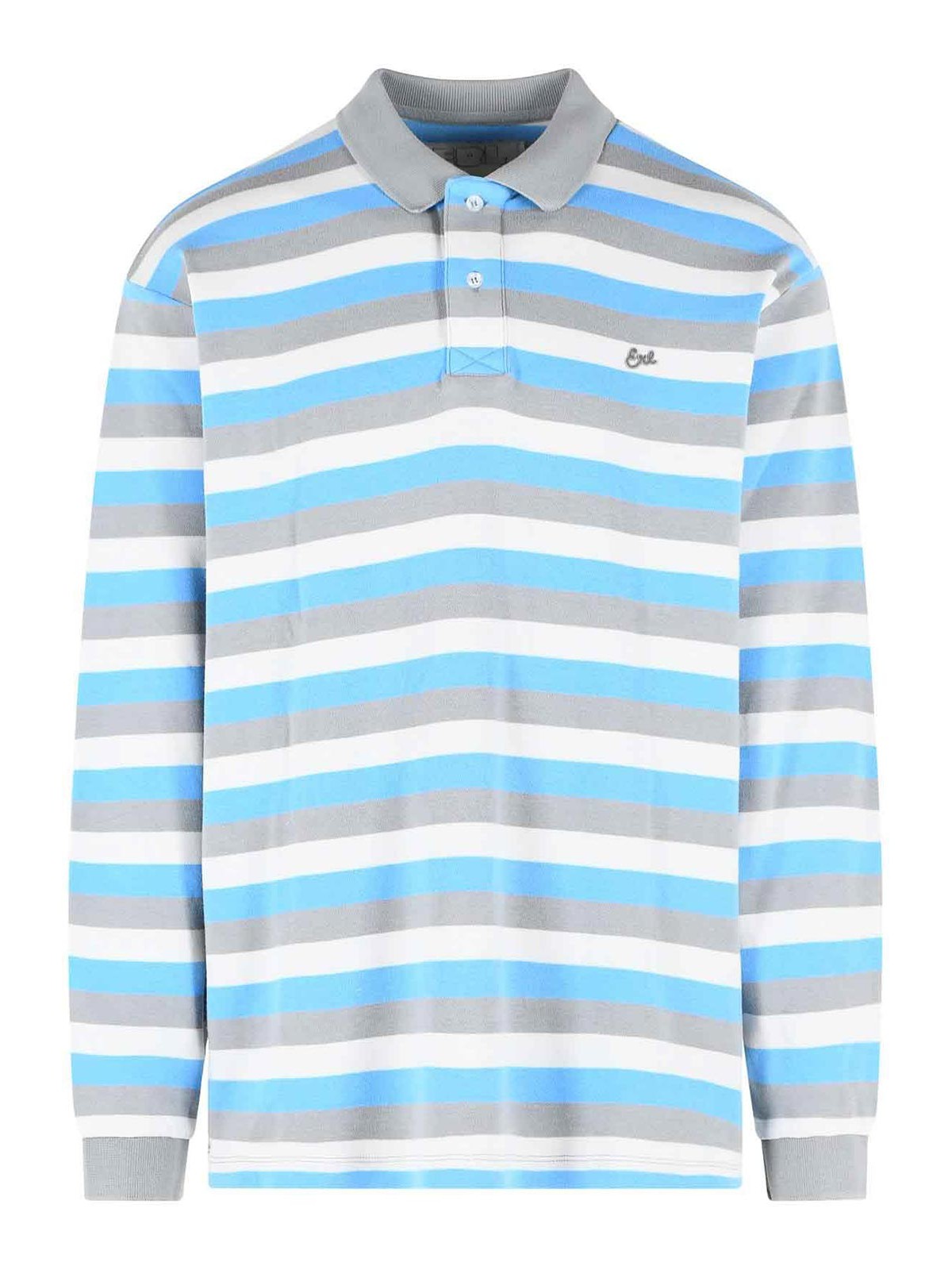 Erl Multicolor Cotton Polo Shirt In Blue
