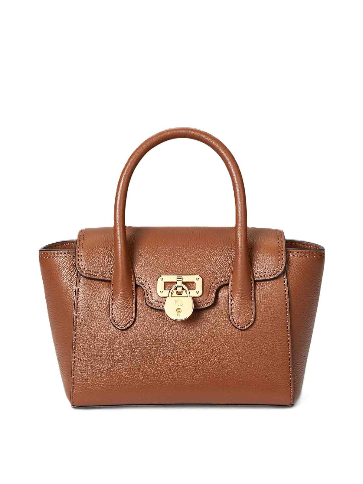 Ralph Lauren Tnnr Sm Schl-satchel-small-luxe Pebble Lthr In Brown