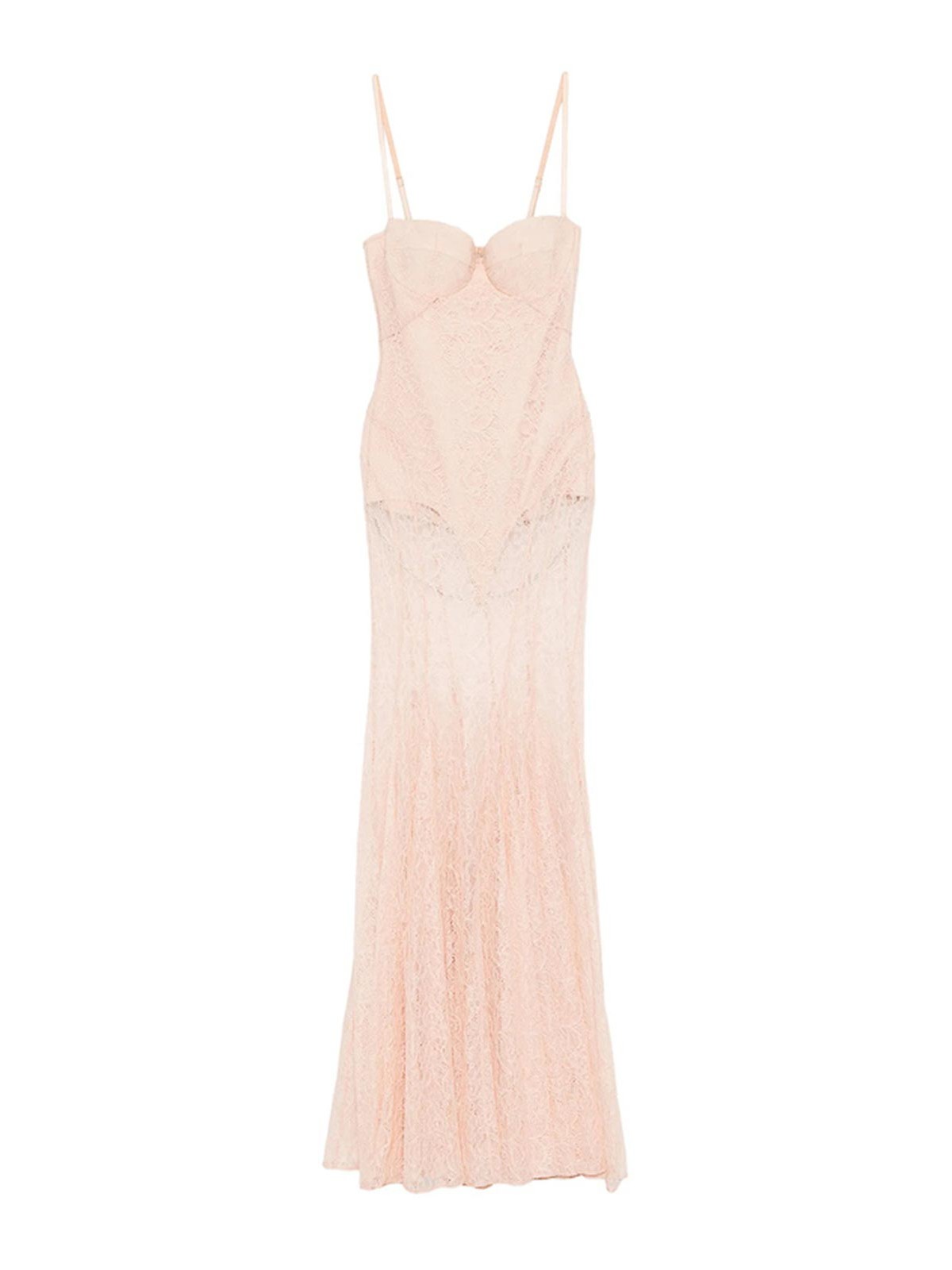Elisabetta Franchi Vestido Midi In Color Carne Y Neutral
