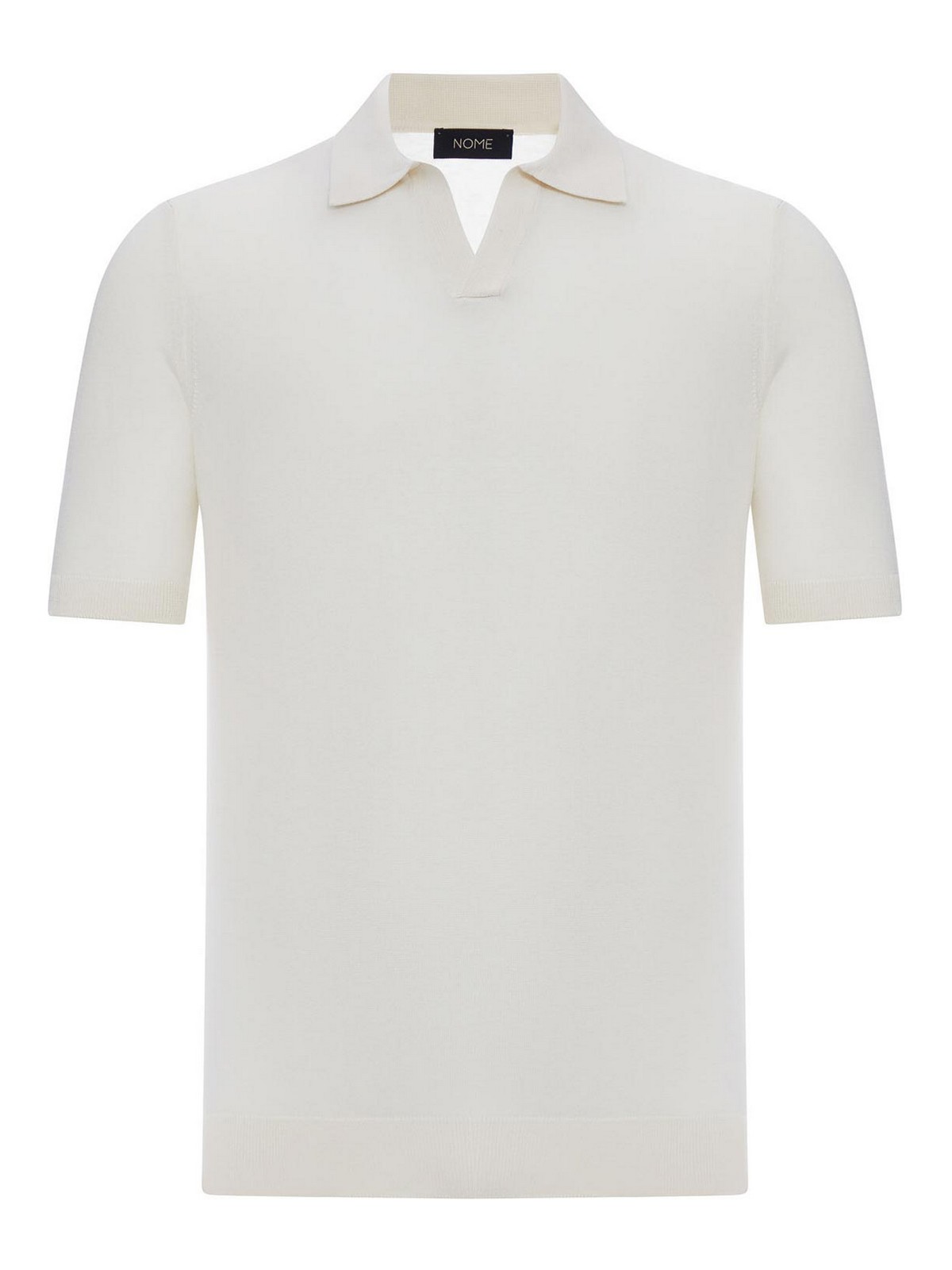 Nome Silk V-neck Polo Shirt In White
