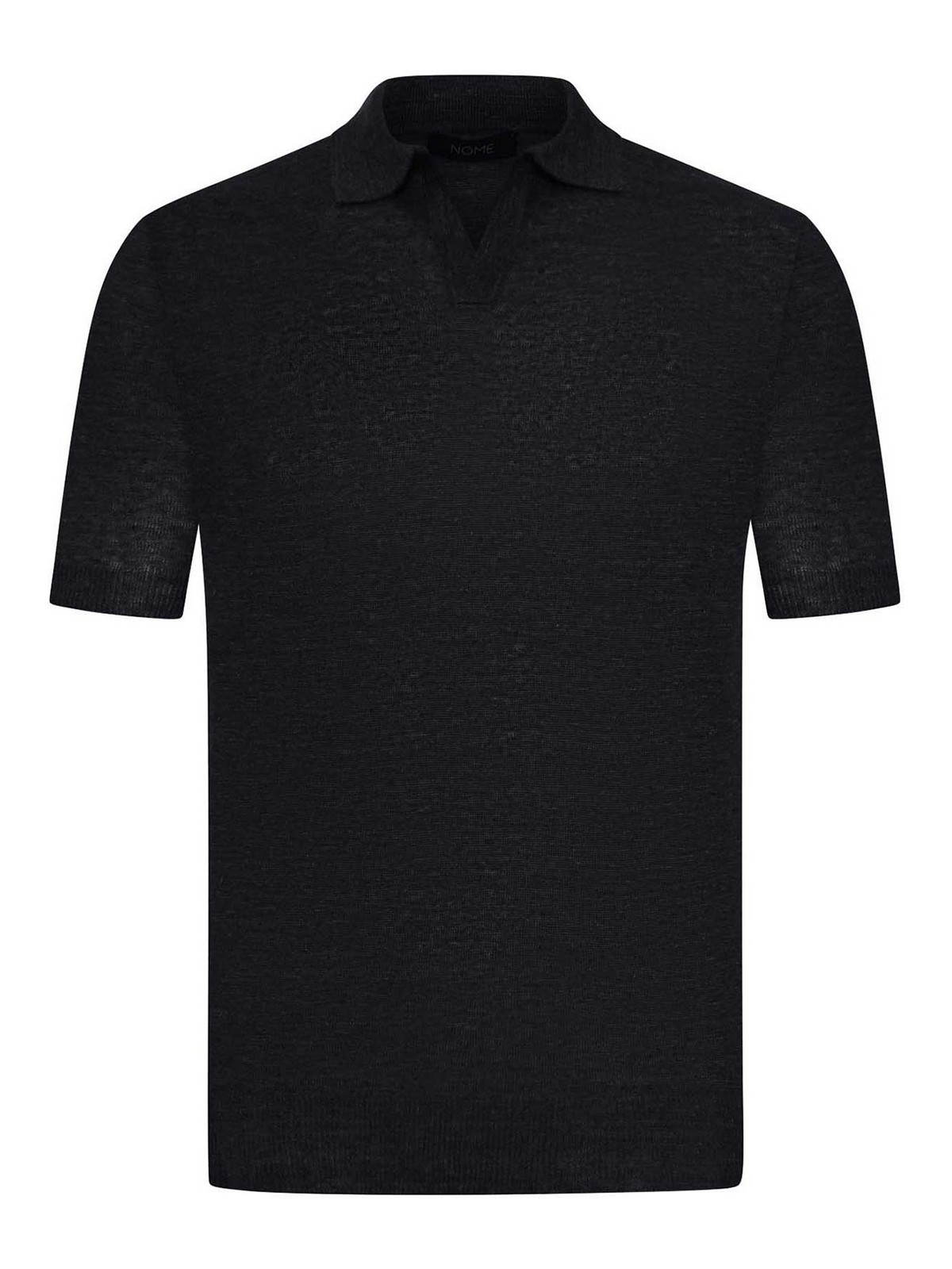 Nome Short-sleeved Linen Polo Shirt In Black
