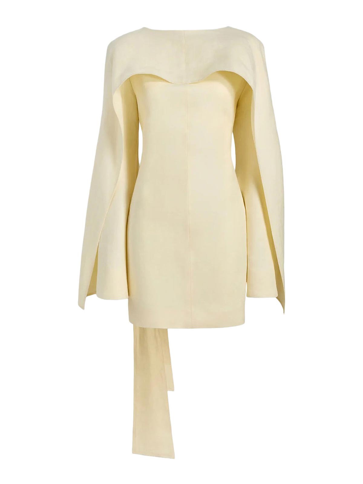 Khaite Onis Short Linen Dress With Ruffles In Nude