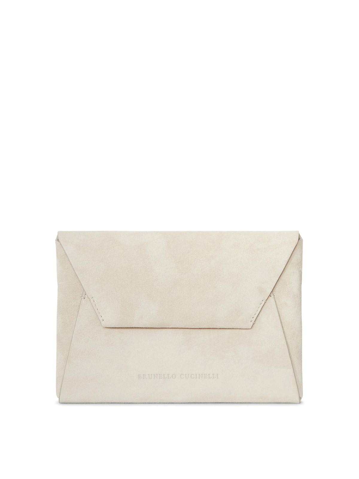 Brunello Cucinelli Suede Calfskin Clutch In White