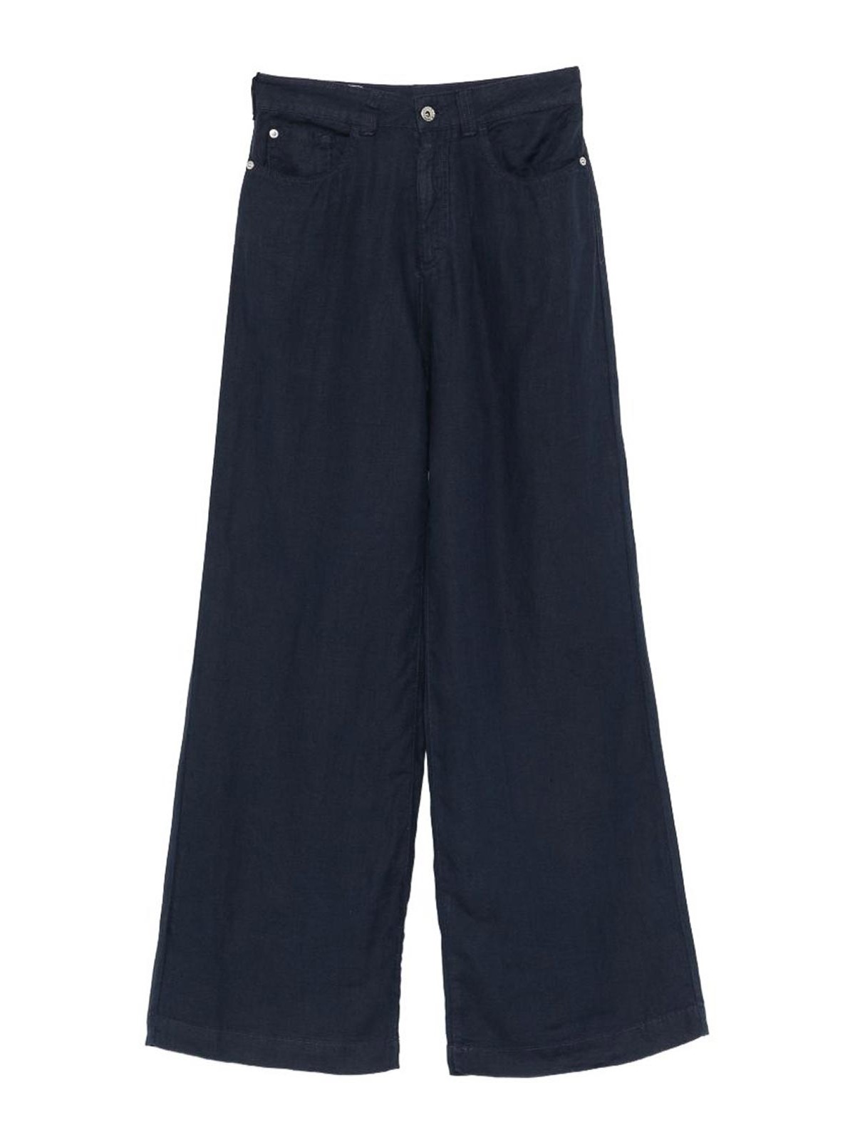 Emporio Armani Linen Trousers In Blue