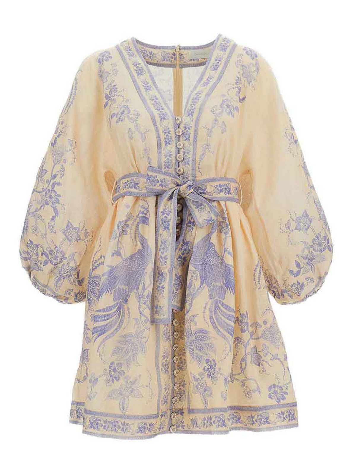 Zimmermann Indra Linen Mini Dress In Sand