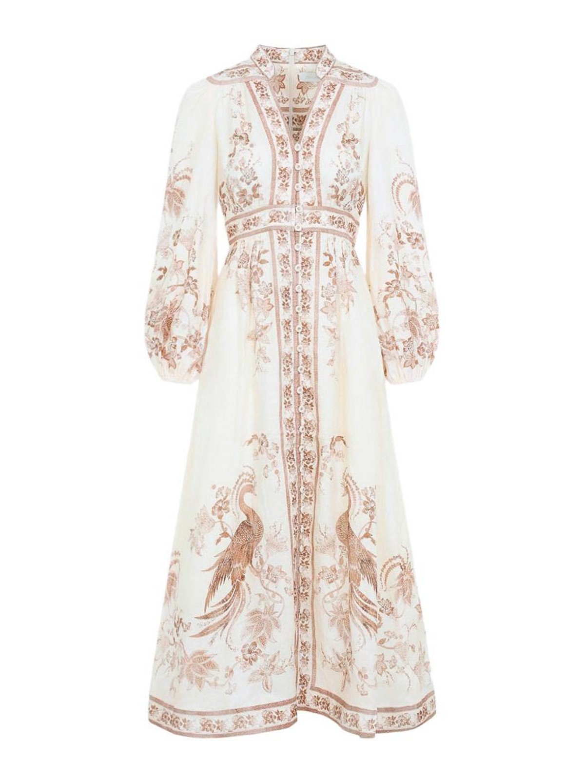 Zimmermann Indra Linen Long Dress In Sand
