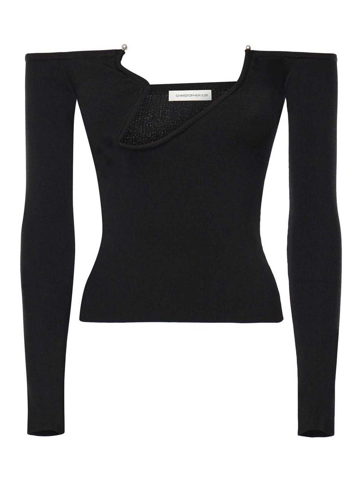 Christopher Esber Odessa Ribbed Knit Top In Black
