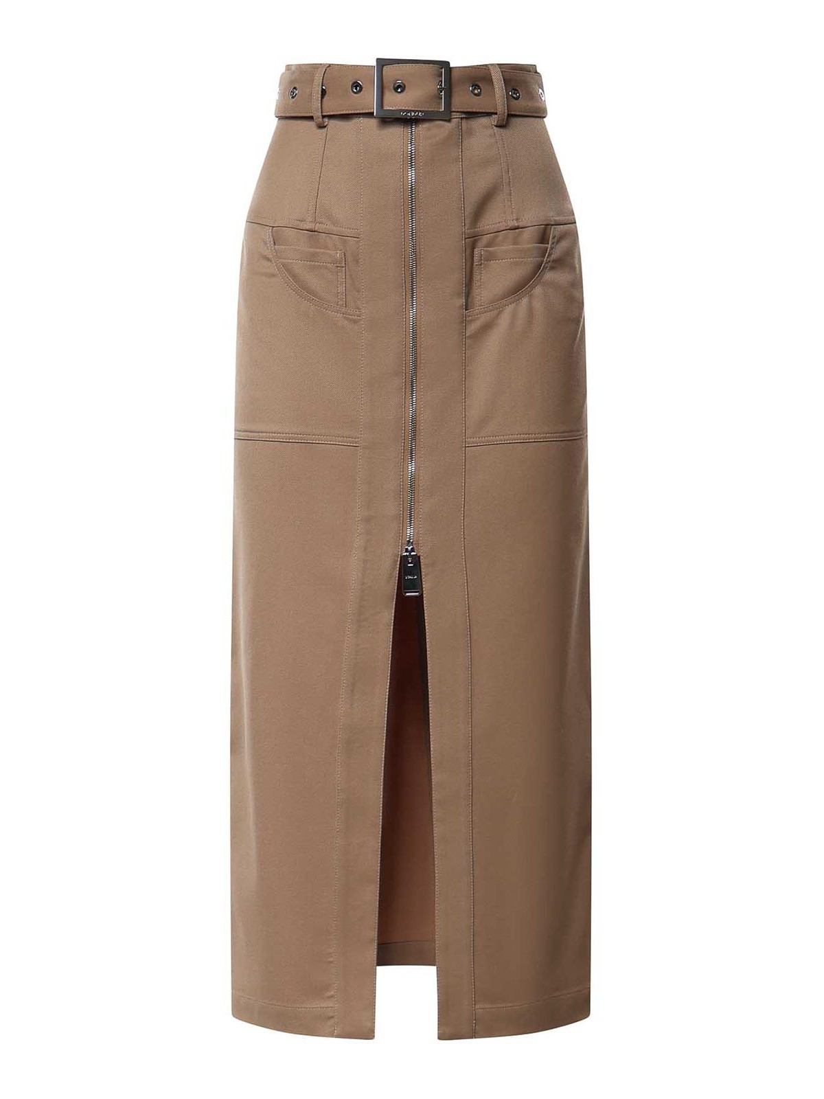 Dondup Long Skirt In A Wool Blend In Brown