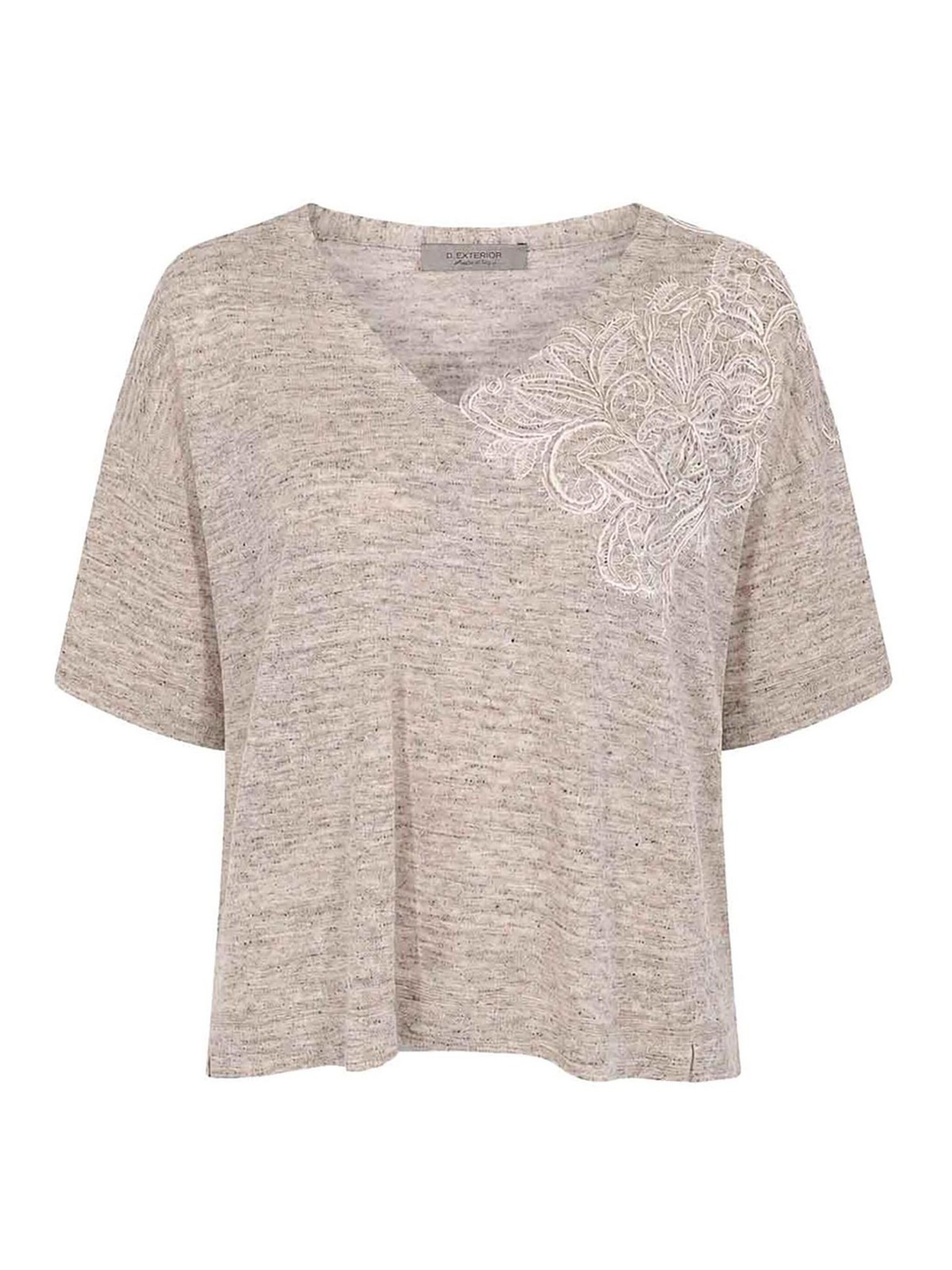 D. Exterior Maglia In Lino E Pizzo