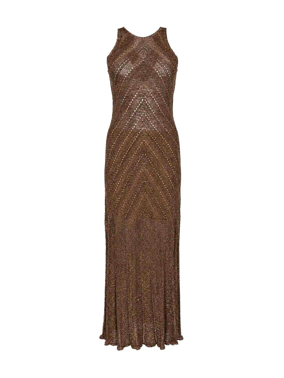 Vestito Lungo In Maglia Di Lino Con Lurex