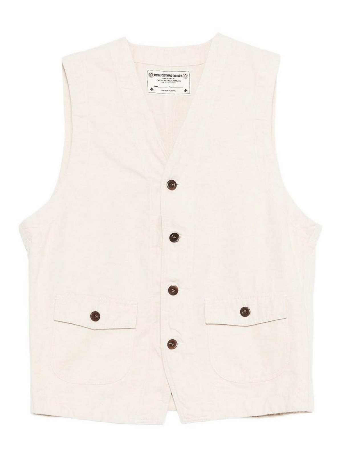 Gilet con tasche in colore beige