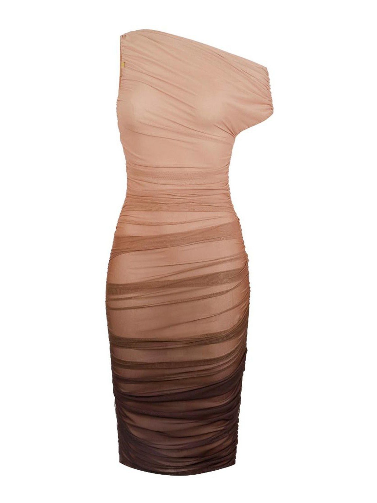 Abito aderente in tulle di colore