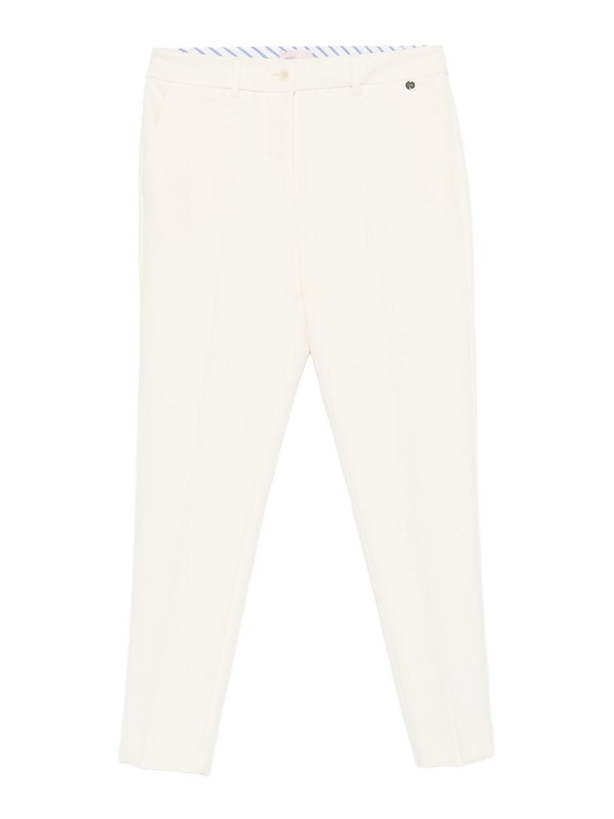 Pantaloni a sigaretta color panna chiaro
