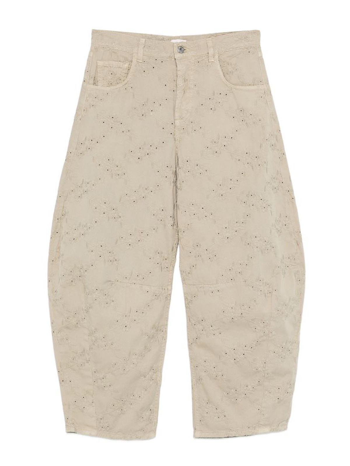 Pantaloni beige a palloncino con ricami