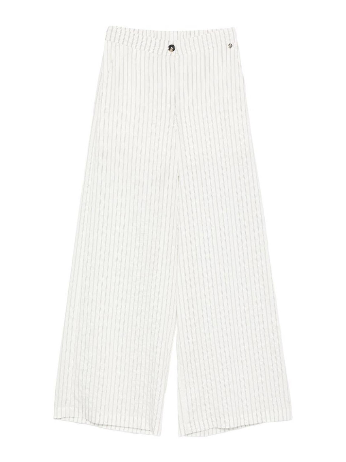 Pantaloni bianchi a gamba larga a righe