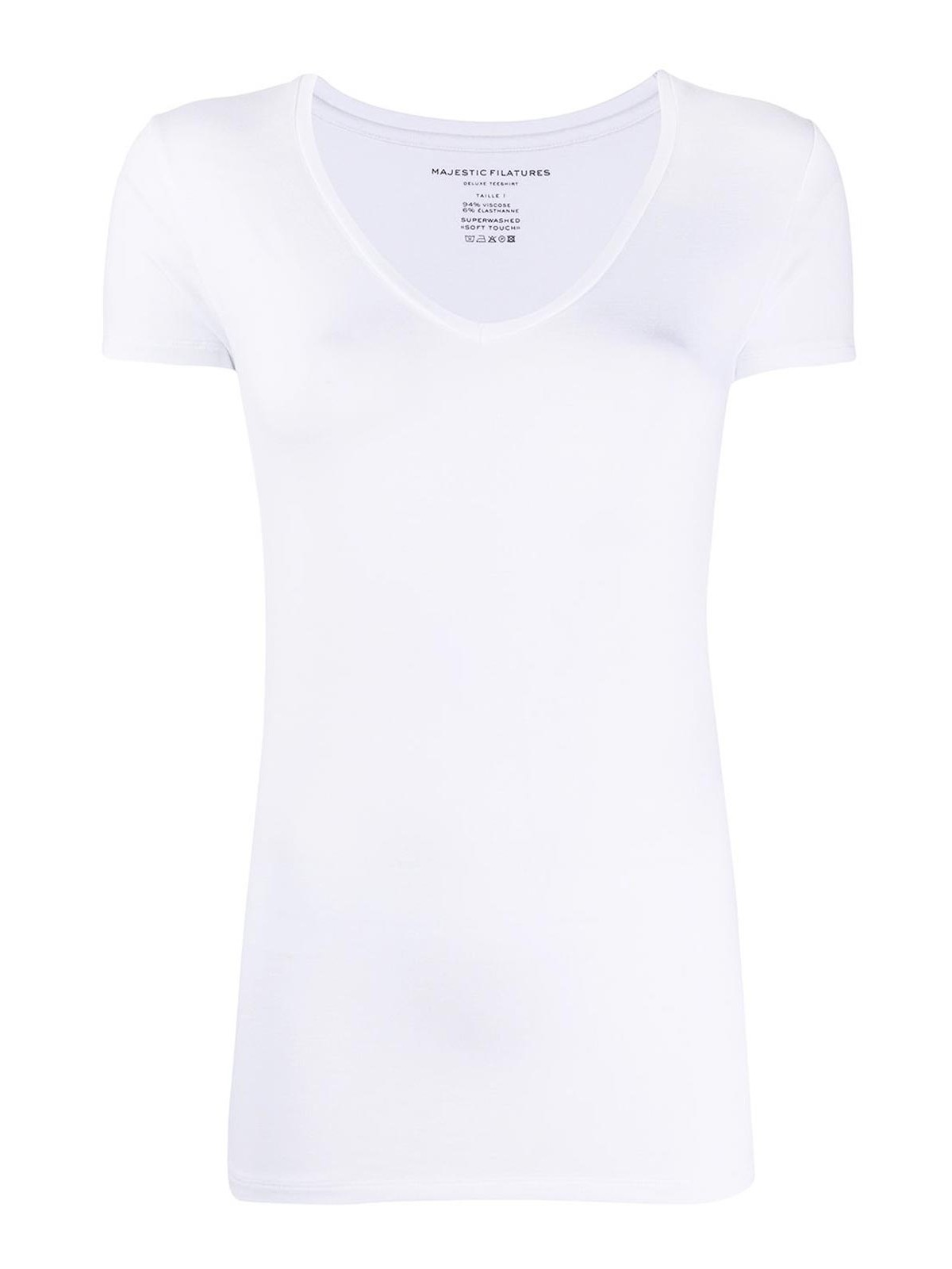 T-shirt a maniche corte con scollo a V bianca