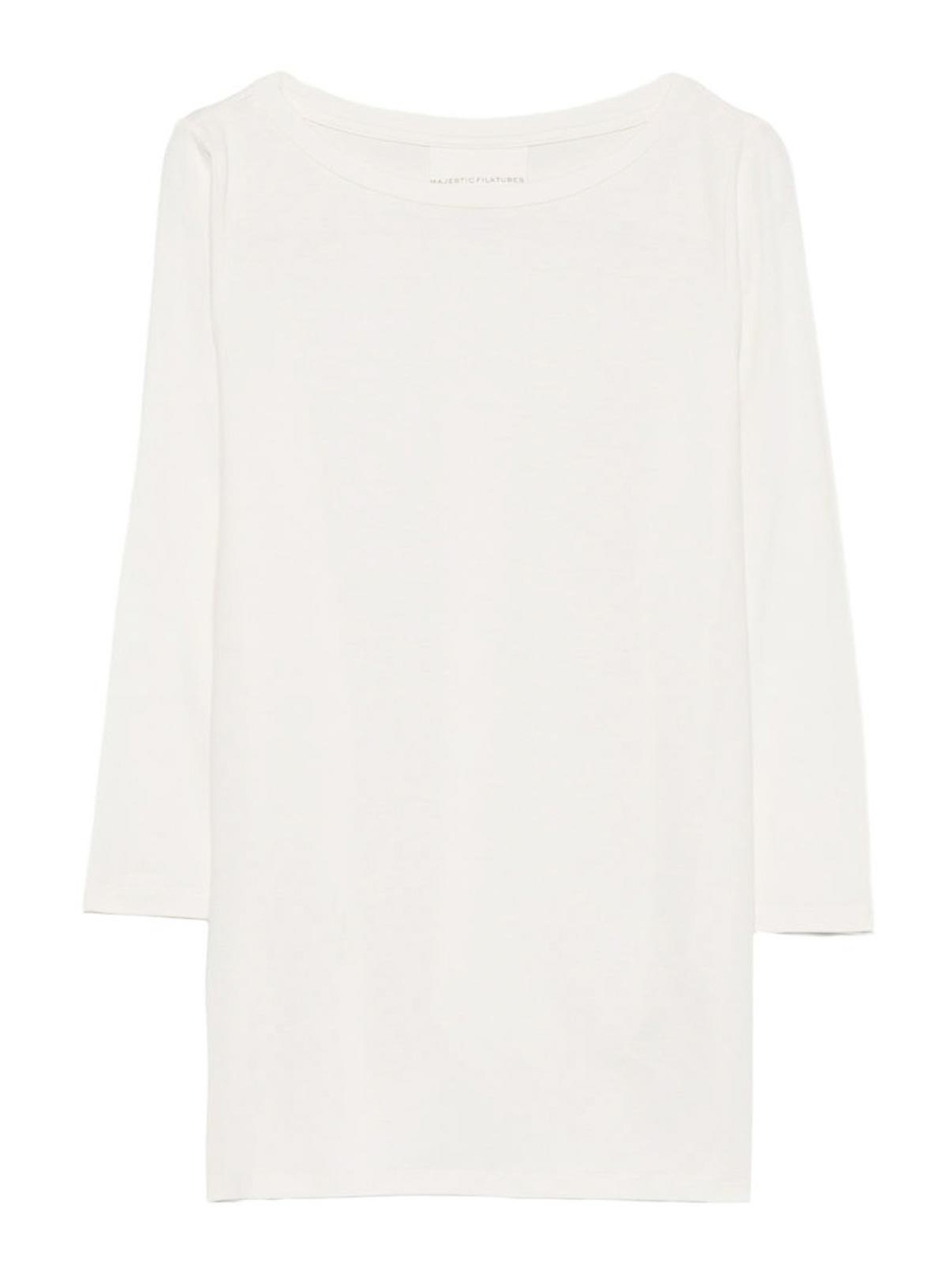 Top color panna con scollo a barchetta