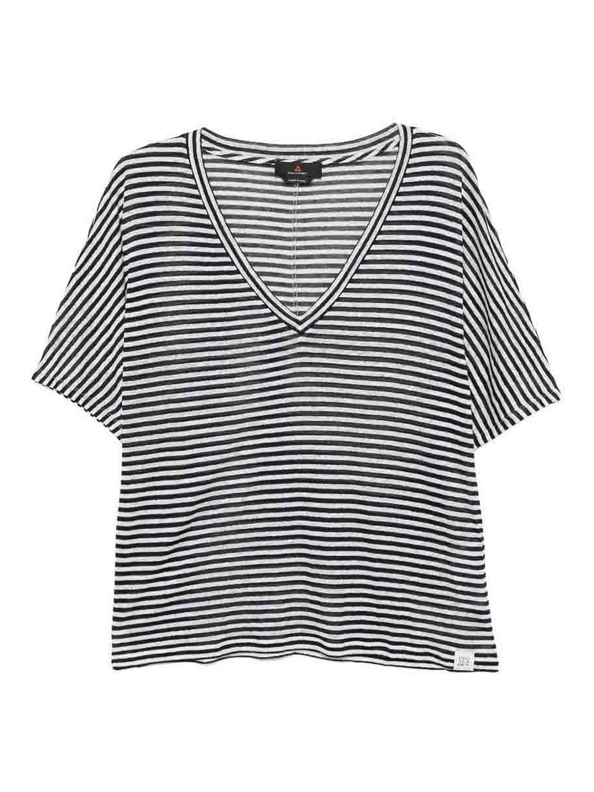 T-shirt Ester a righe con scollo a V