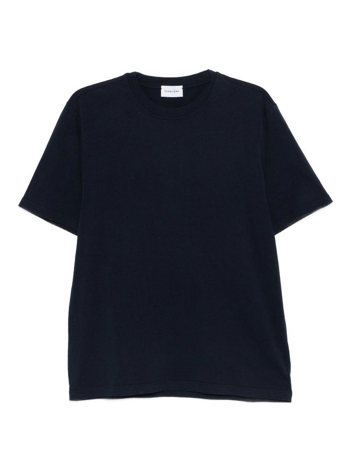 T-shirt in cotone blu a maniche corte