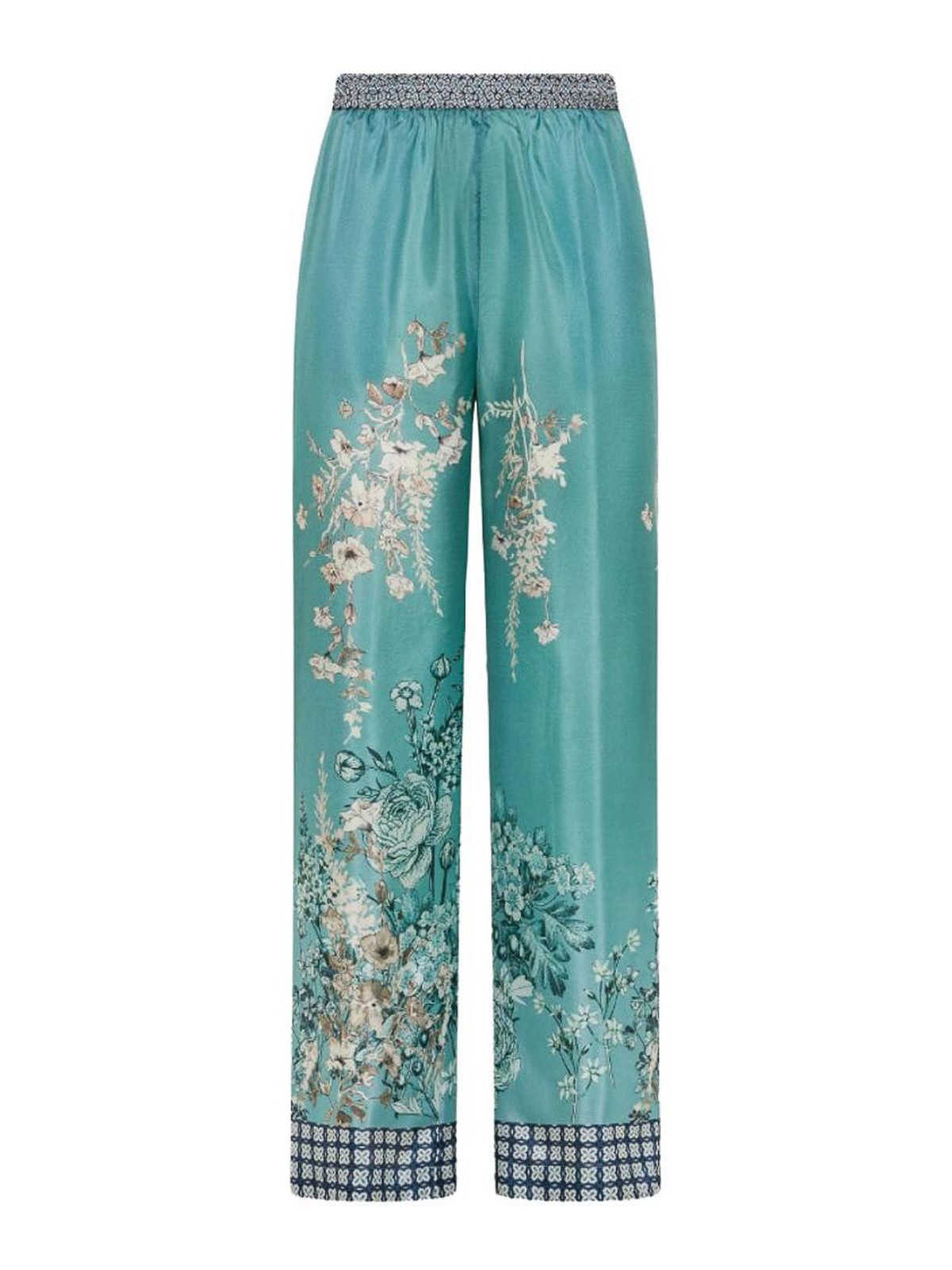Pantaloni in seta con stampa floreale