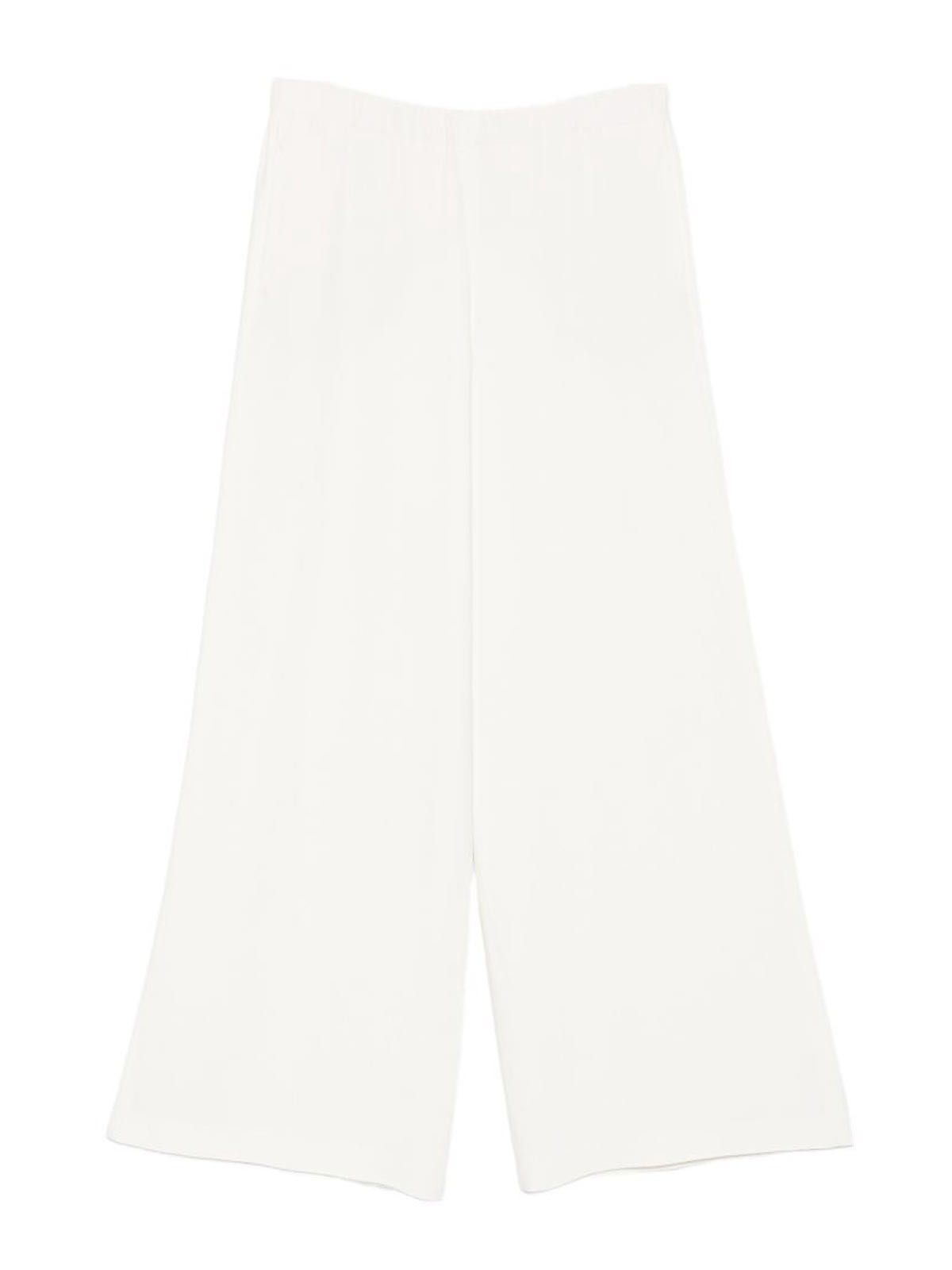 Pantaloni a gamba larga a zampa color panna