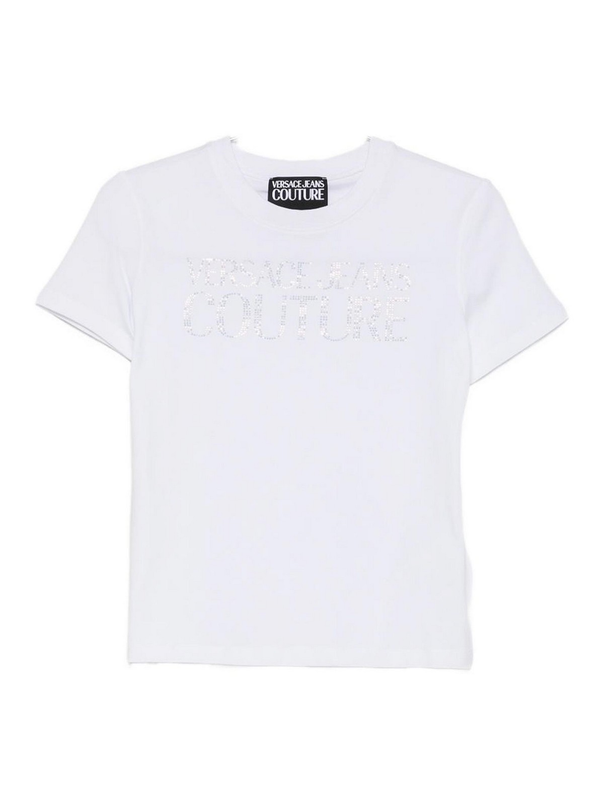 T-shirt in cotone stretch con logo glitter