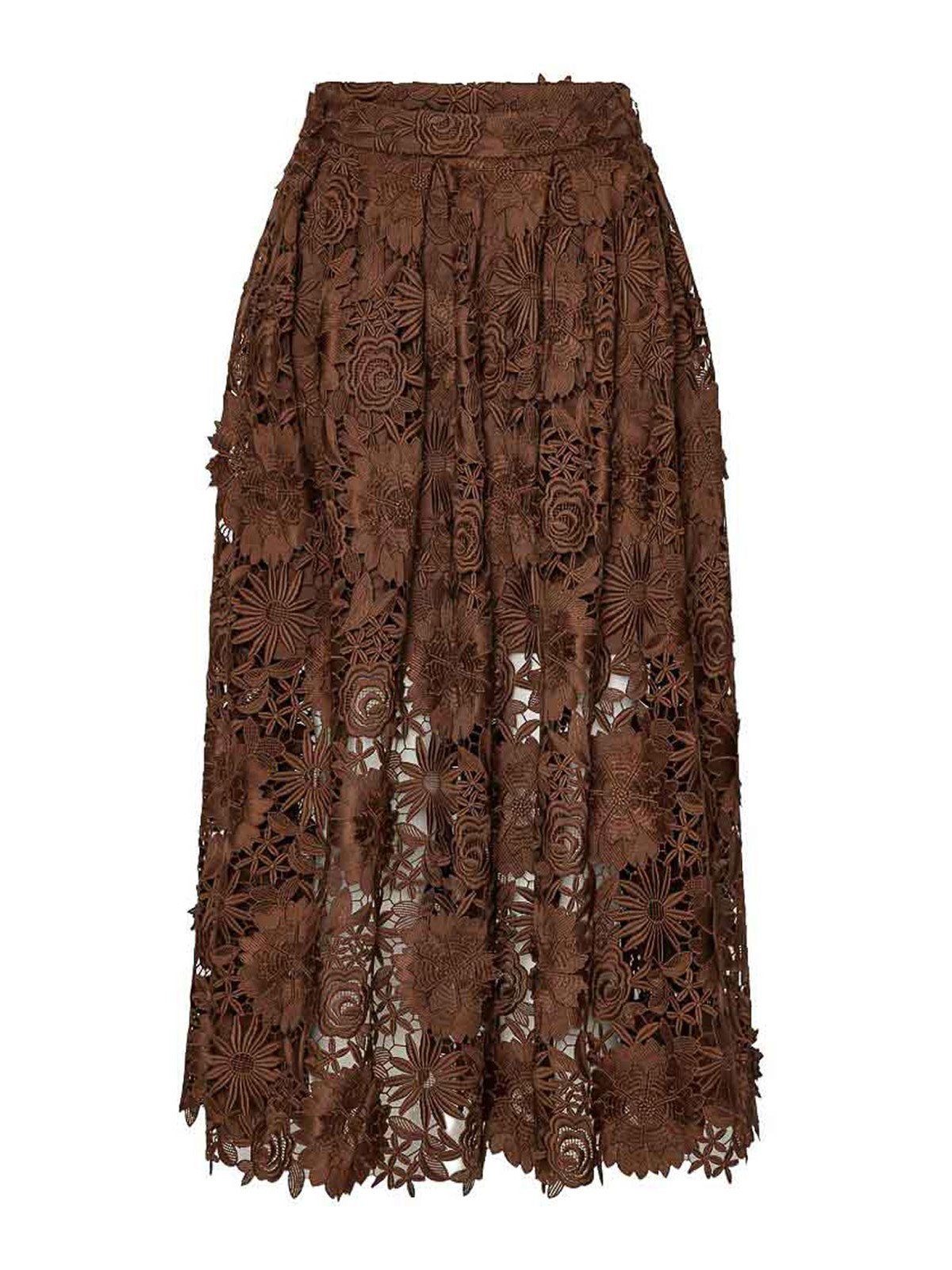 Gonna midi con pizzo floreale