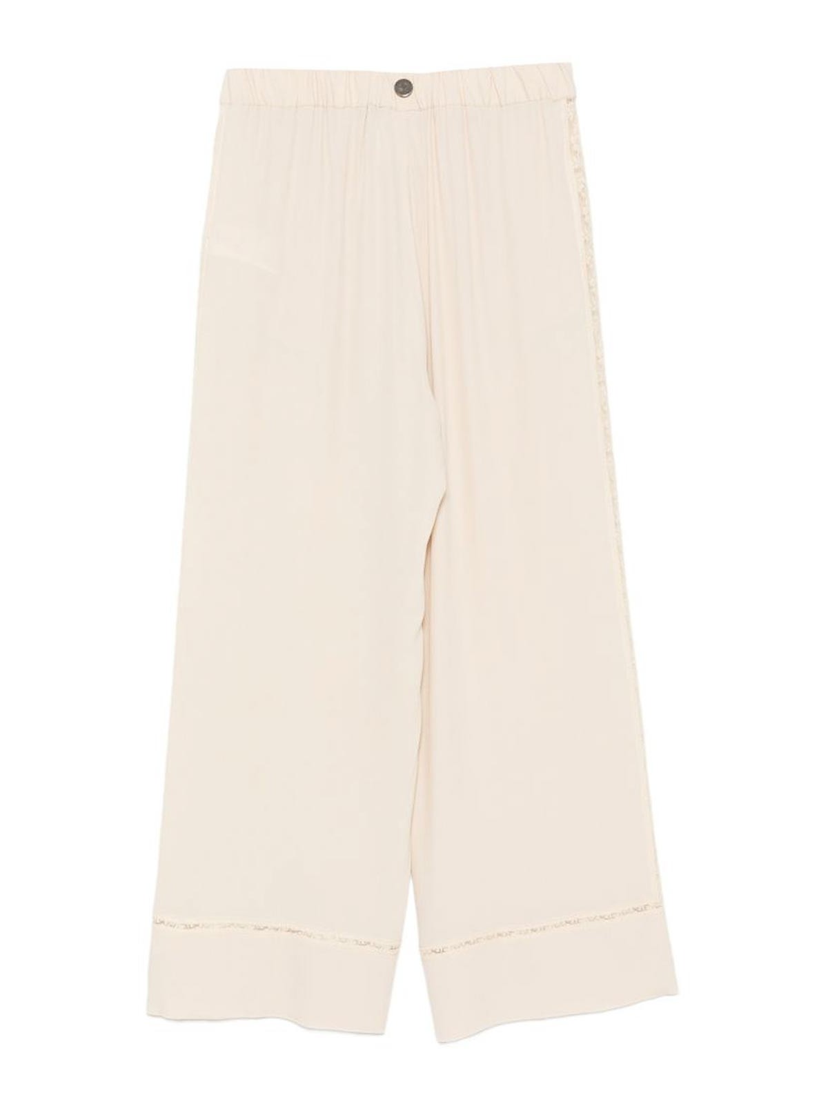 Pantalone Elle con ricami beige chiaro