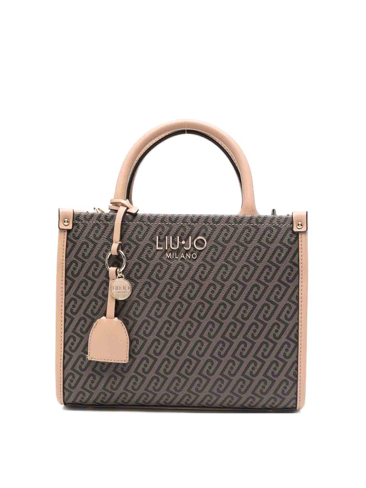 Borsa tote con logo e rosa