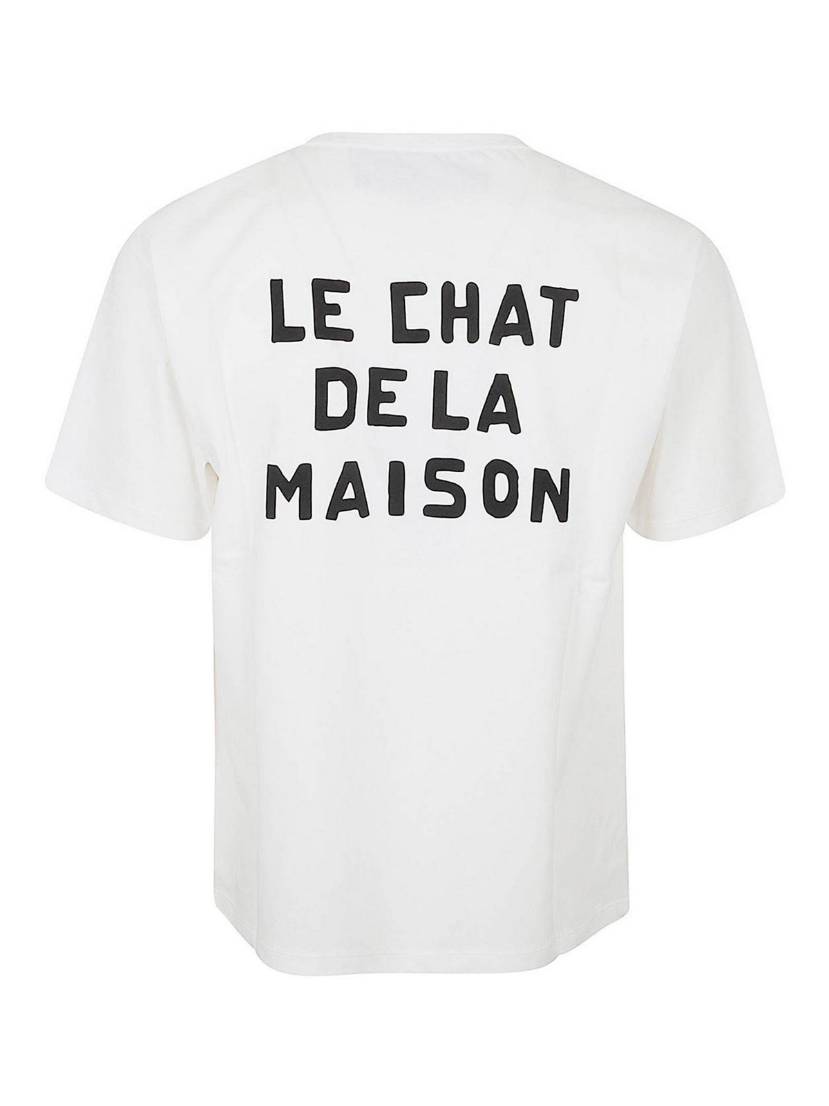 Valentino Cotton T-shirt With Le Chat De La Maison Print In Crema