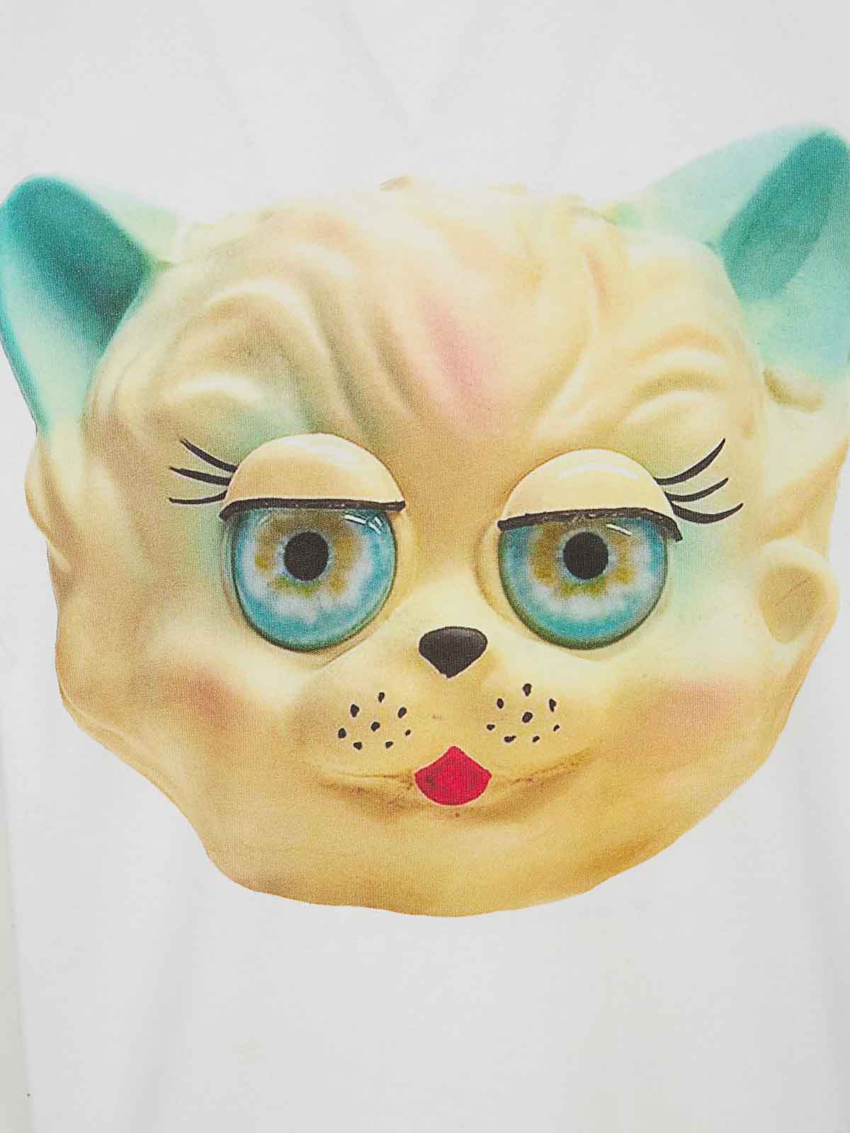 Valentino Cotton T-shirt With Le Chat De La Maison Print In Crema