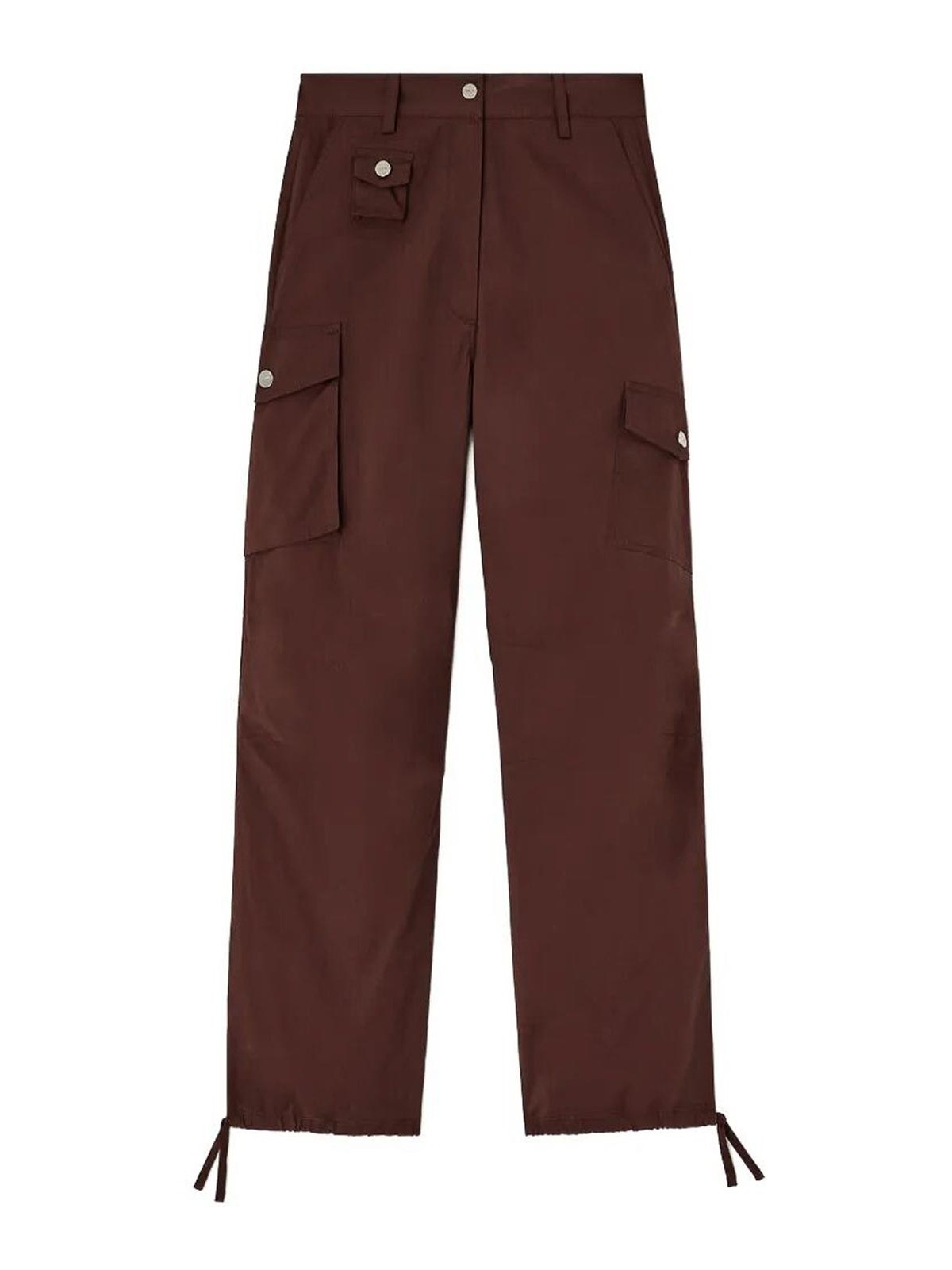 Ganni Stretch Cotton Pocket Cargo Pants In Camel
