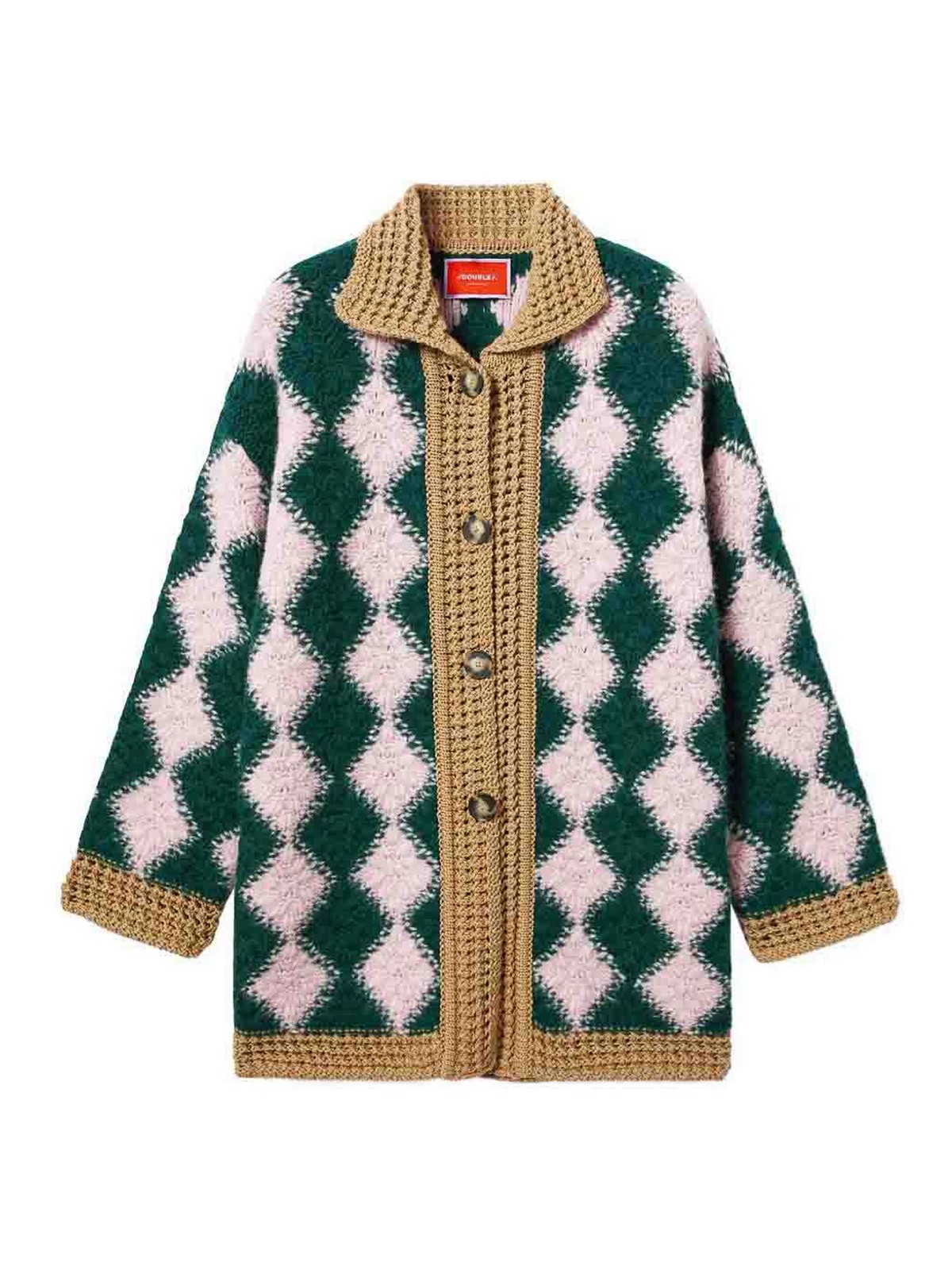 La Doublej Crochet Bowling Cardigan In Nude & Neutrals