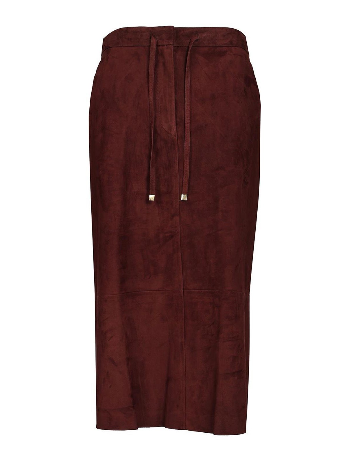 S Max Mara Suede Longuette Skirt In Red
