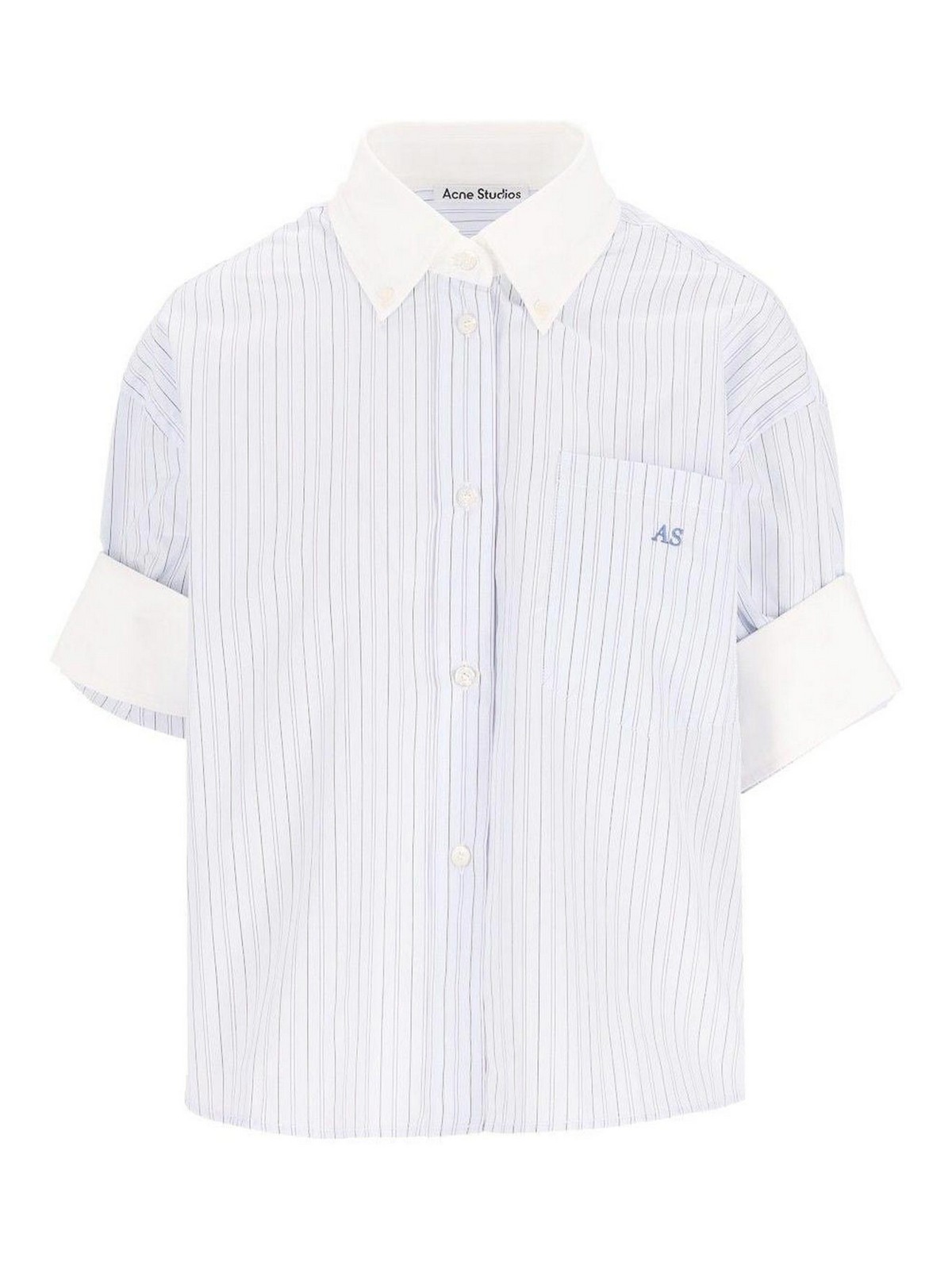 Acne Studios Short-sleeved Button-up Shirt In Light Blue