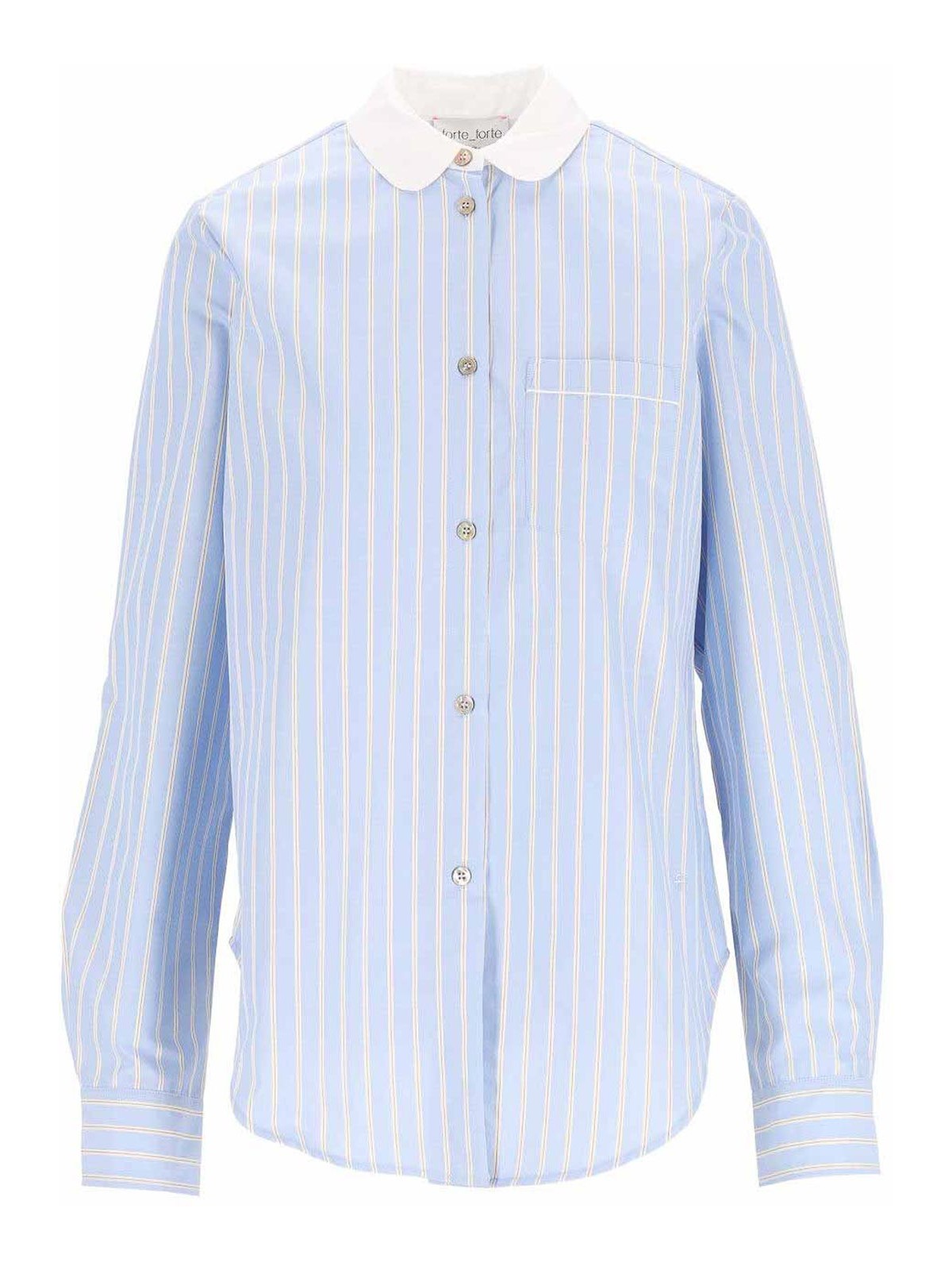 Forte Forte Shirt With French Collar In Light Blue