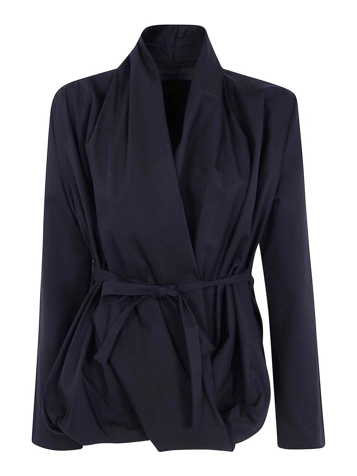 Maria Calderara Drapped Shirtcotton Twill Drapped Shirt In Black