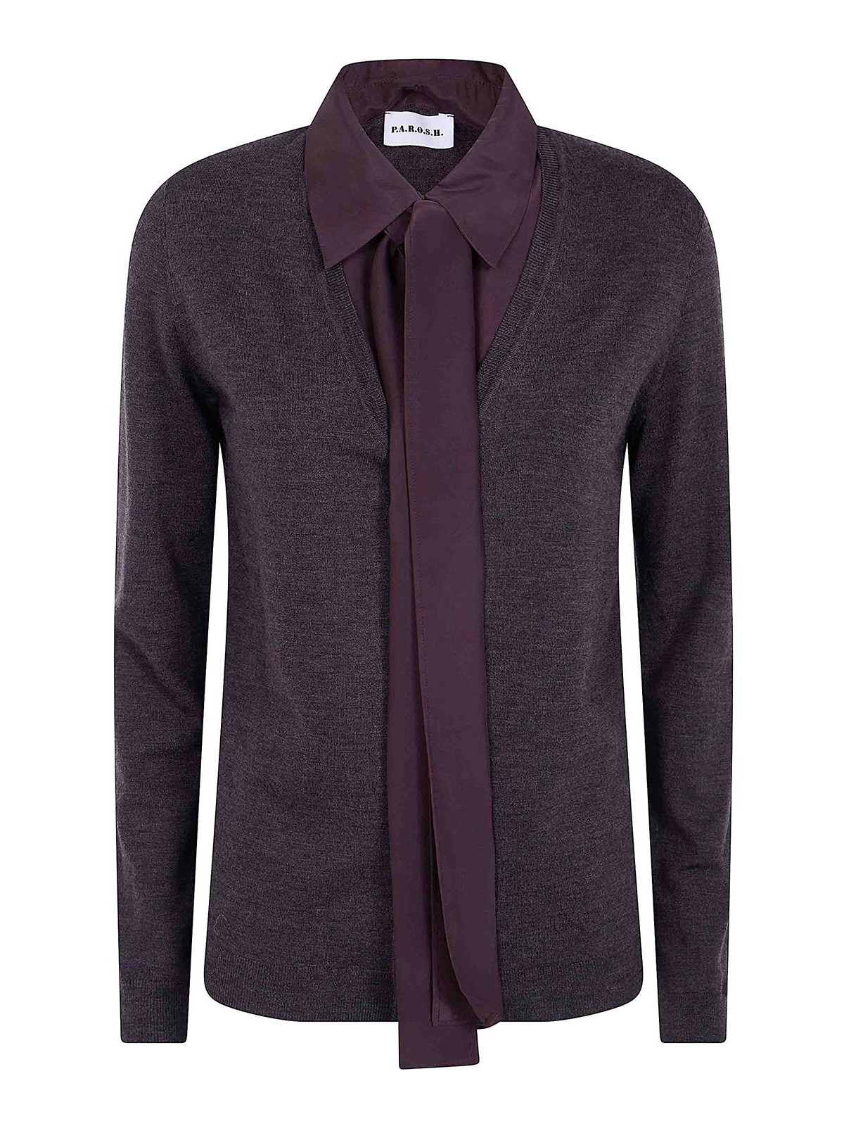 P.a.r.o.s.h Wool Cardigan With Silk Parts In Brown