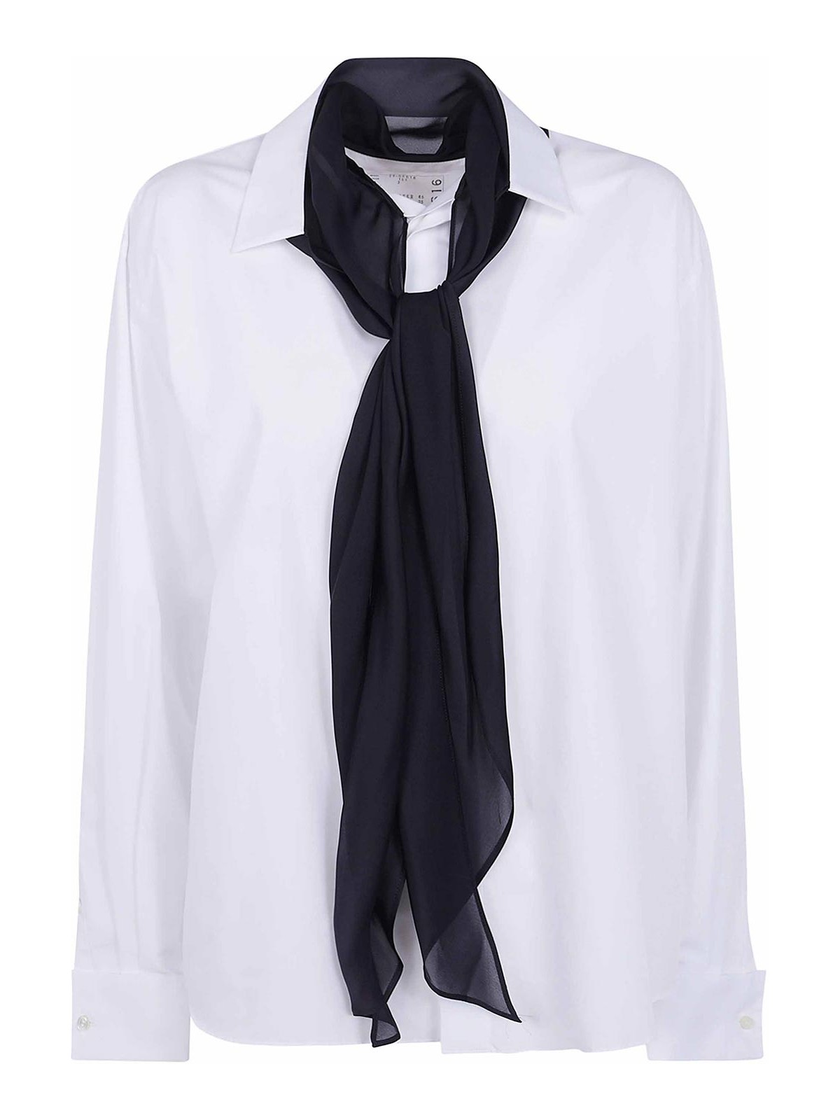 Sacai Poplin Shirt With Satin Tie In White