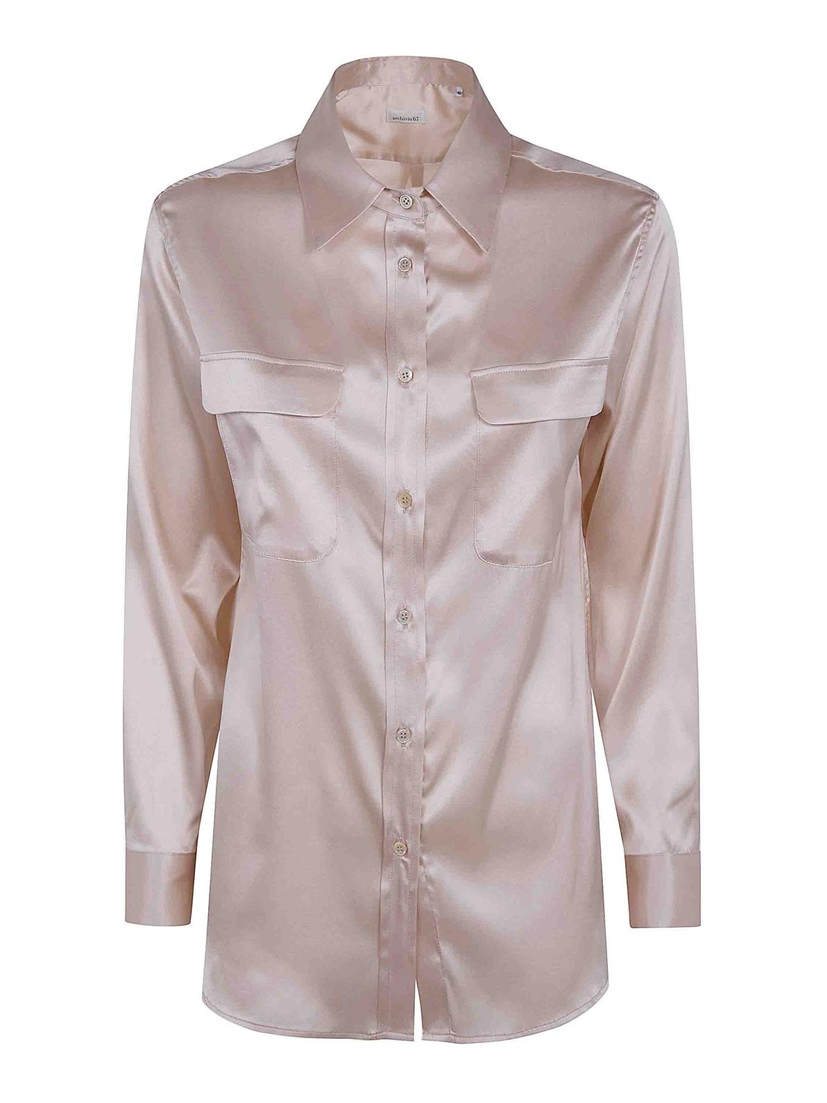 Archivio '67 Long Sleeves Pockets Satin Stretch Shirt In Pink