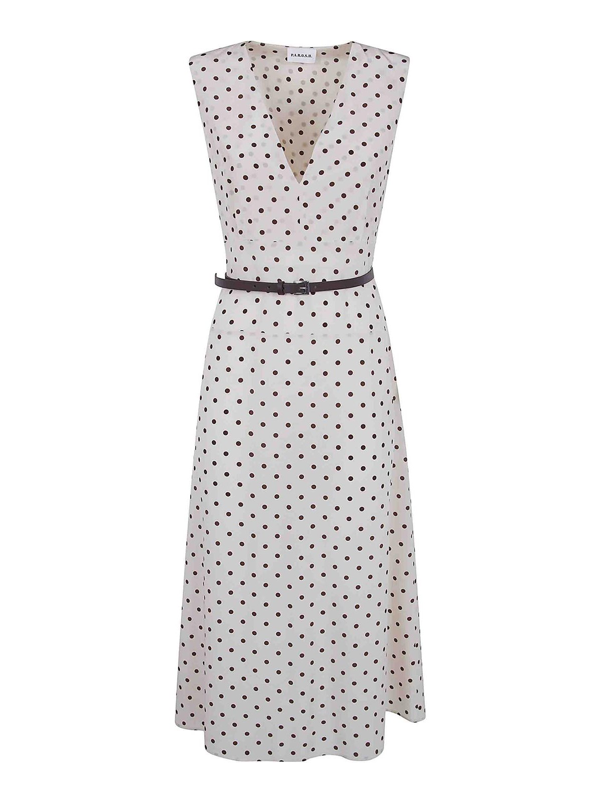 P.a.r.o.s.h Sbillo Midi Dress In Nude & Neutrals