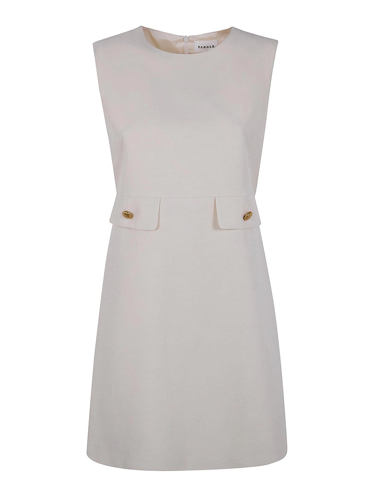 P.a.r.o.s.h Raisa26 Viscose Linen Mini Dress In Nude & Neutrals