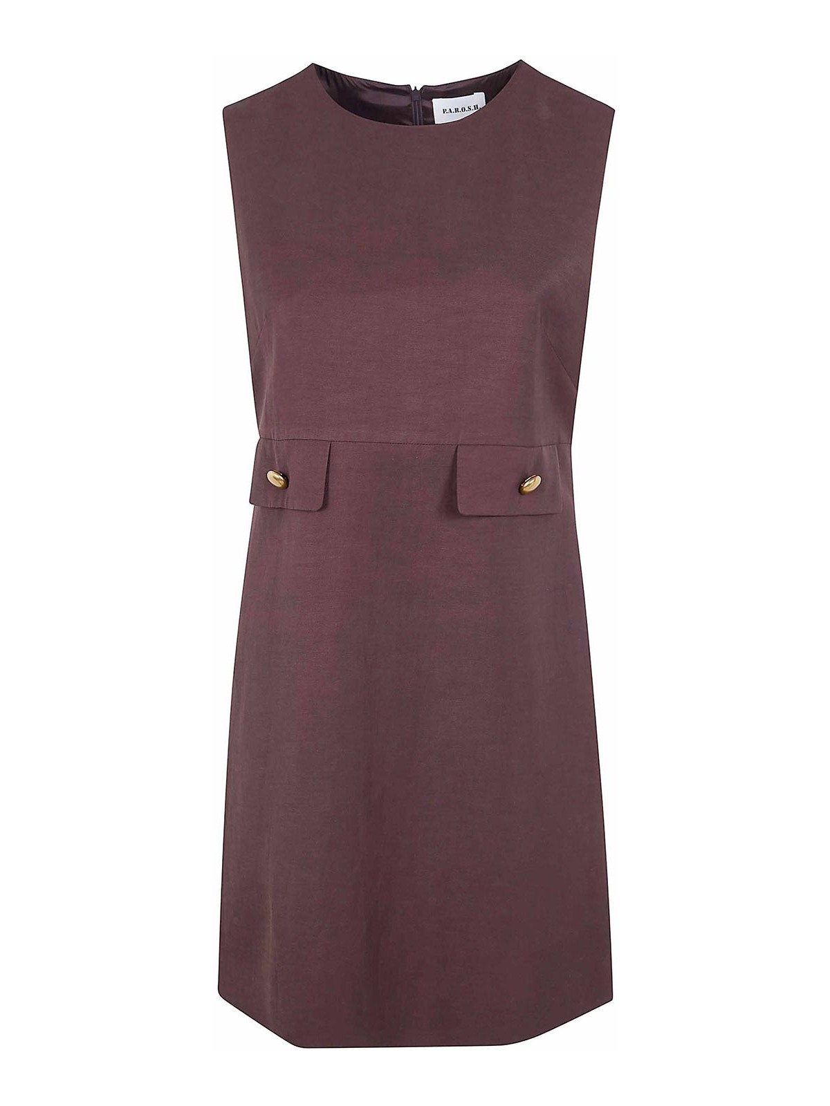 P.a.r.o.s.h Raisa26 Viscose Linen Mini Dress In Brown