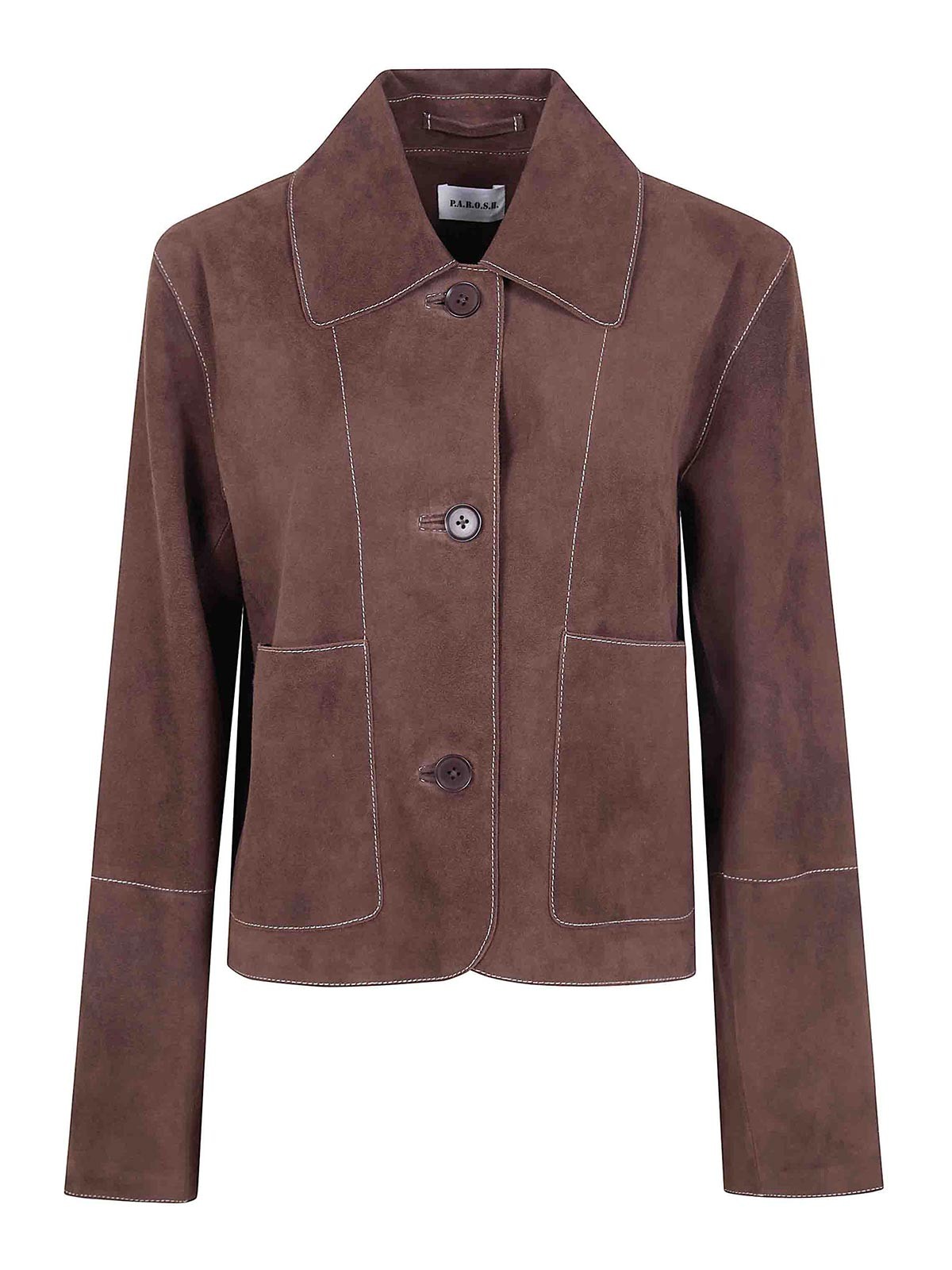 P.a.r.o.s.h Minuetto Suede Jacket In Brown