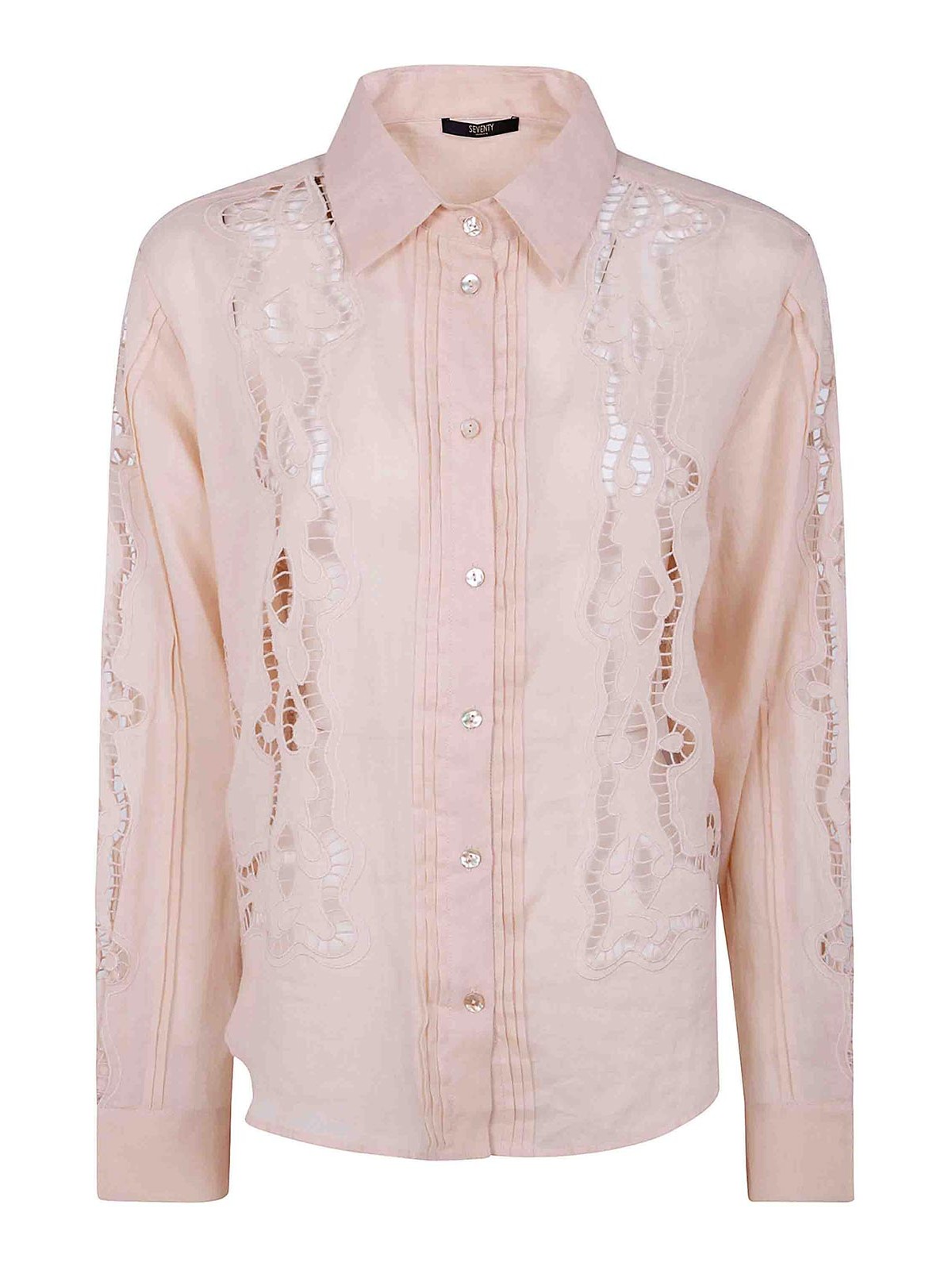Seventy Ramie Embroidered Shirt In Pink