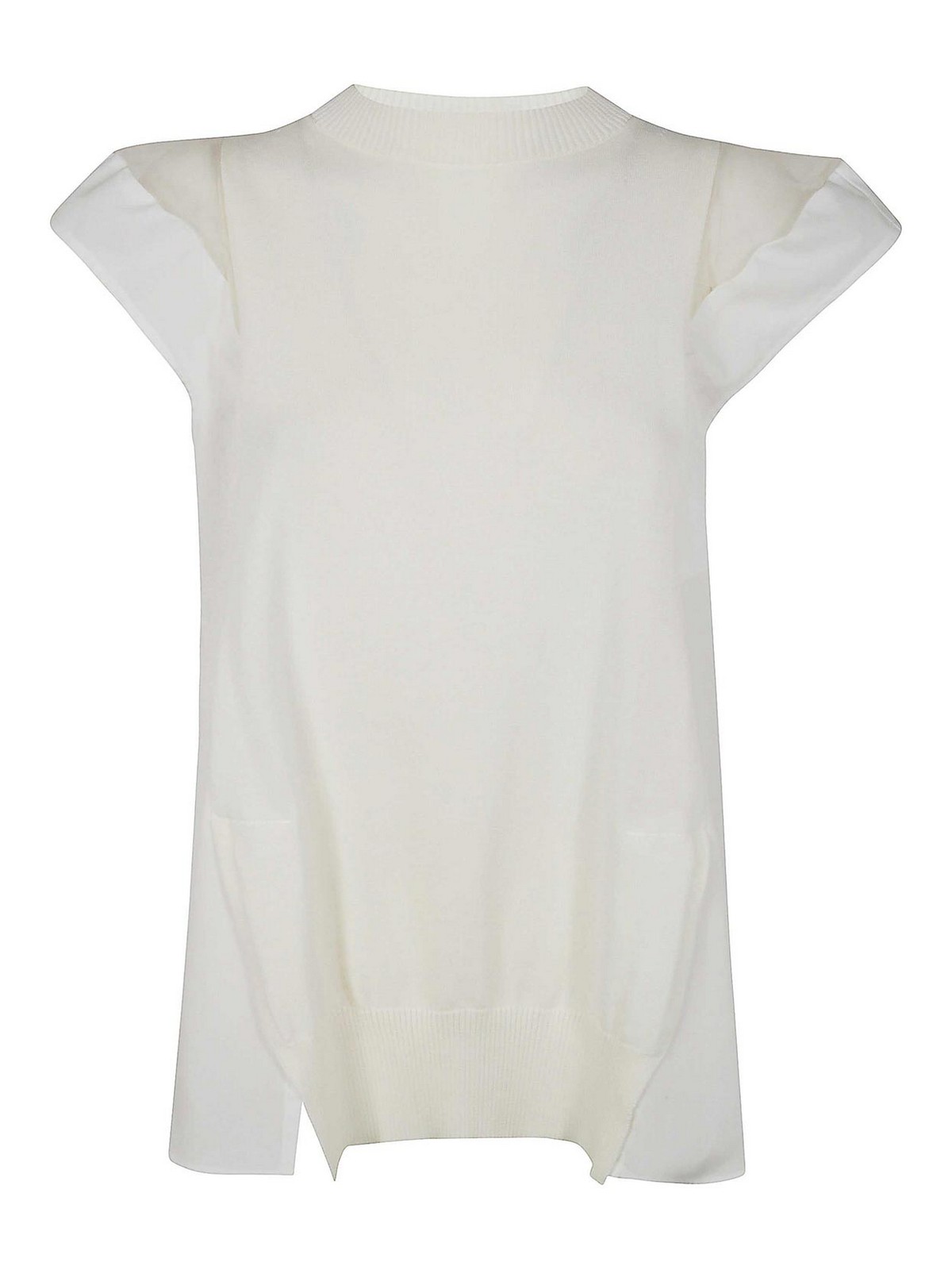 Sacai Pull Col Rond - Blanc